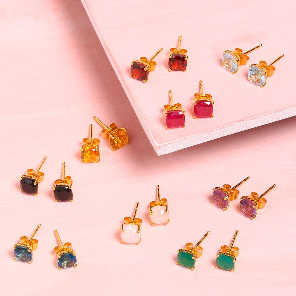 2.30 Ct. Natural Red Garnet Solid 10K Yellow Gold Stud Earrings - YoTreasure