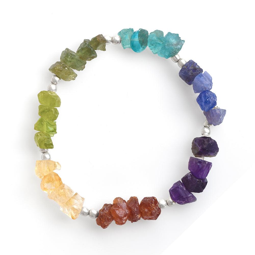 Chakra Stones 925 Sterling Silver Stretch Bracelet Jewelry - YoTreasure