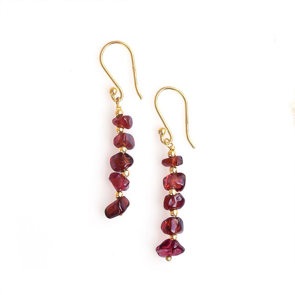 Garnet Solid 925 Silver Gold Plated Dangle Earrings Jewelry - YoTreasure