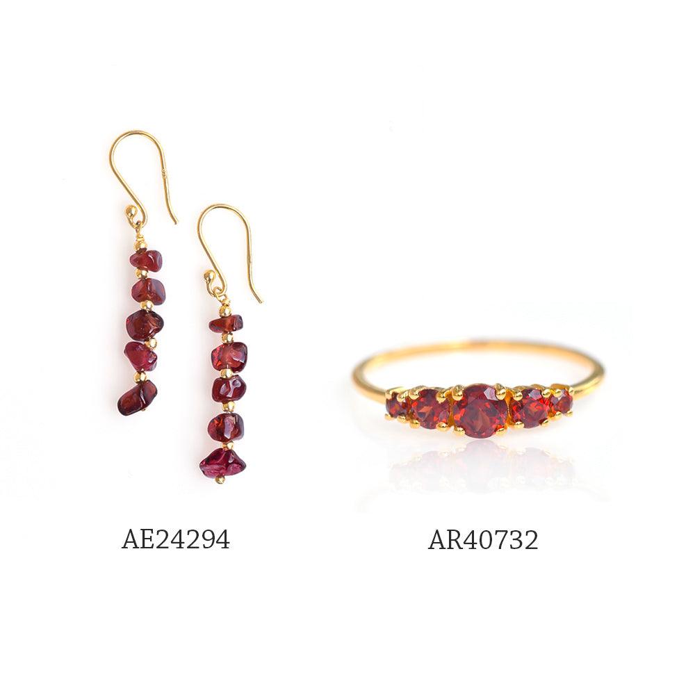 Garnet Solid 925 Silver Gold Plated Dangle Earrings Jewelry - YoTreasure