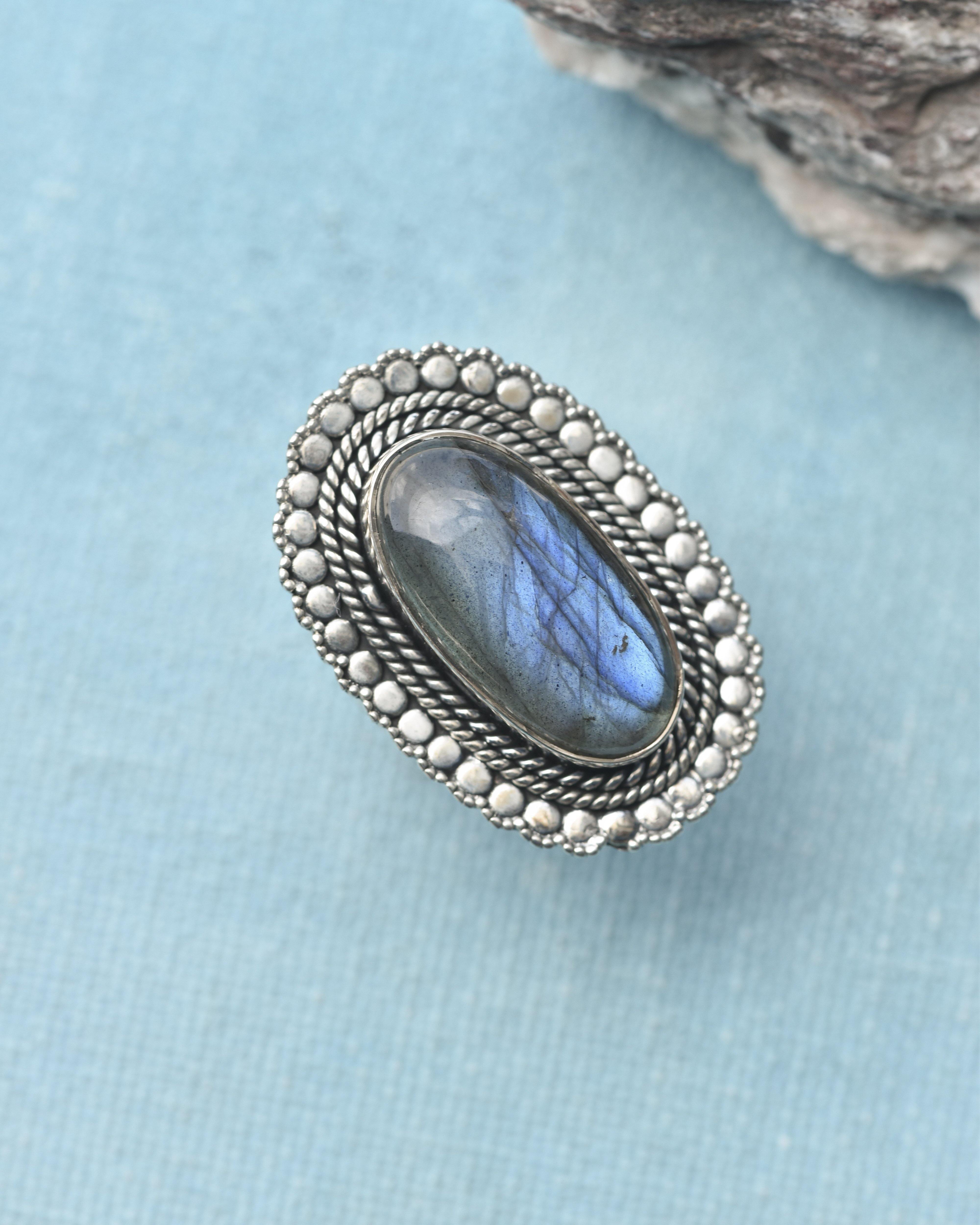 Labradorite Solid 925 Sterling Silver Designer Ring Jewelry