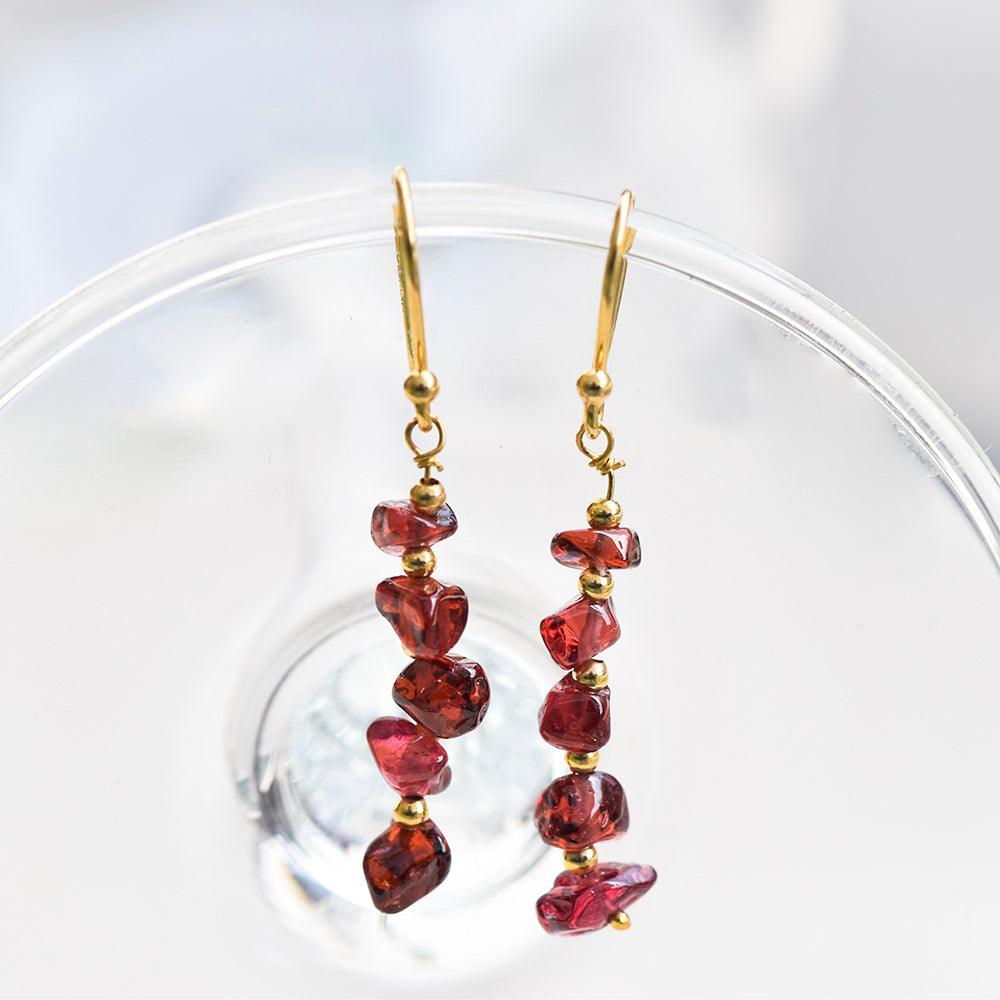 Garnet Solid 925 Silver Gold Plated Dangle Earrings Jewelry - YoTreasure