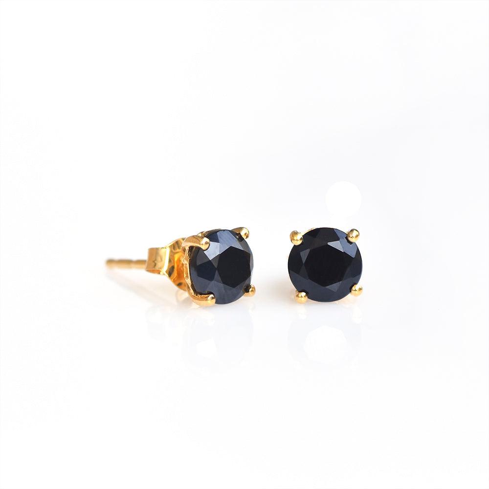 1.72 Ct. Black Onyx Solid 10k Yellow Gold Stud Earrings - YoTreasure