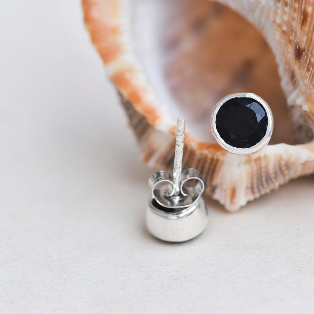 Black Onyx Solid 925 Sterling Silver Stud Earrings - YoTreasure