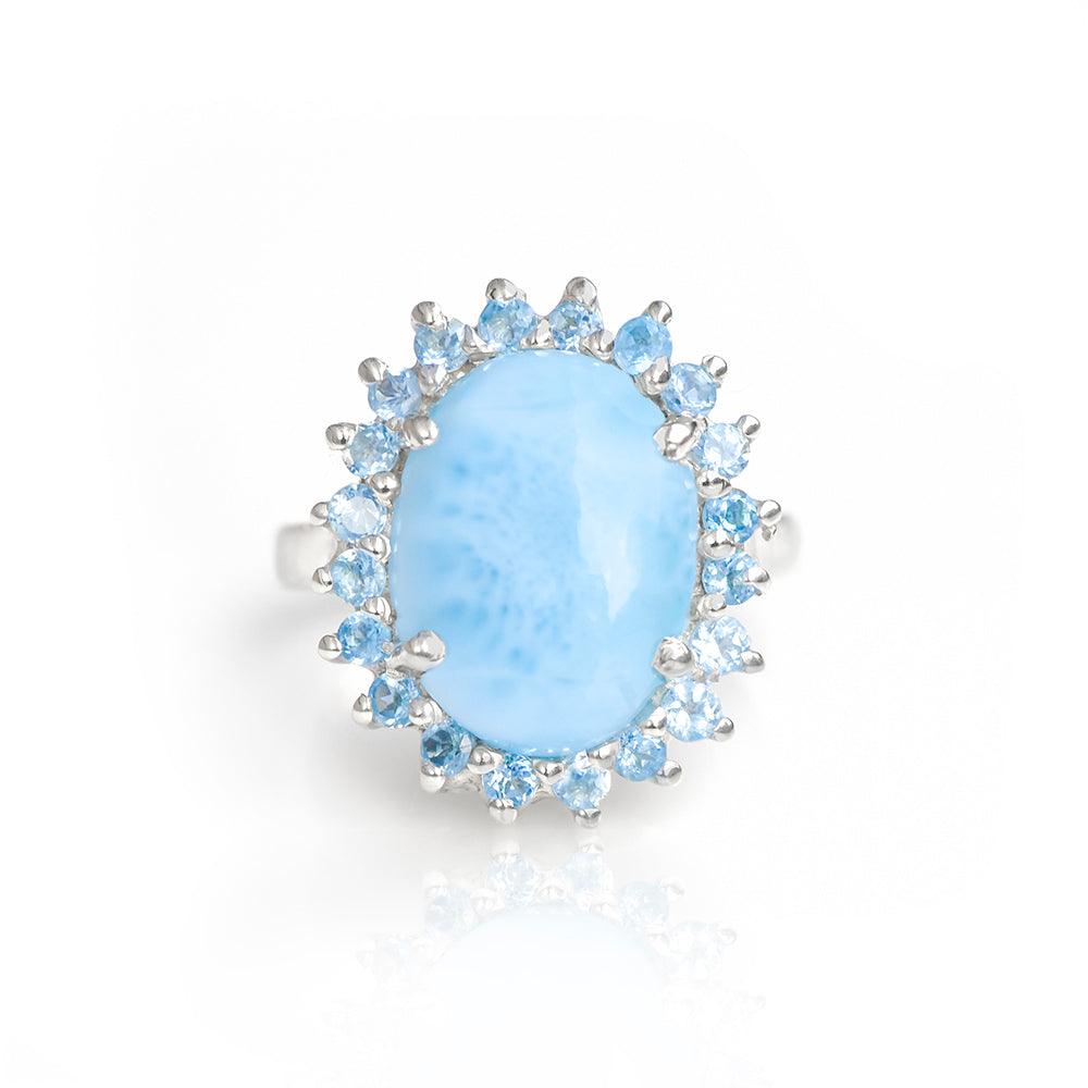 Larimar Blue Topaz Solid 925 Sterling Silver Ring - YoTreasure