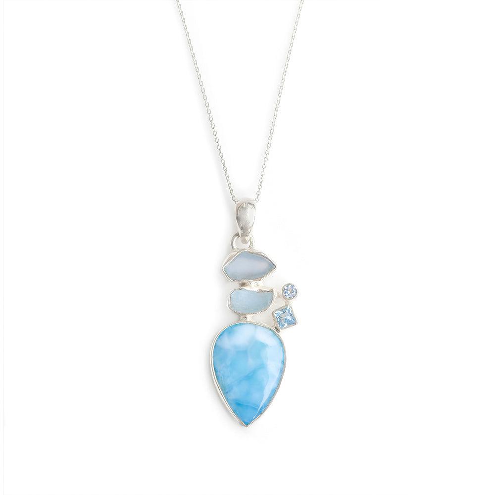 Larimar Solid 925 Sterling Silver Chain Pendant Necklace Jewelry - YoTreasure