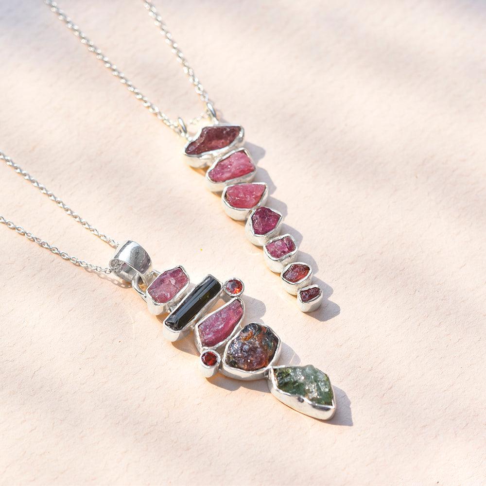 Rough Tourmaline Solid 925 Sterling Silver Pendant Necklace - YoTreasure