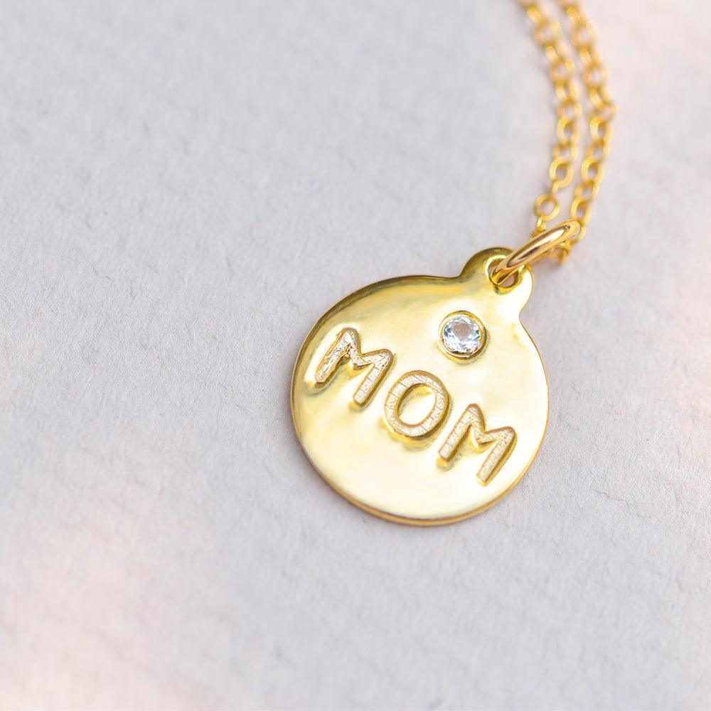 White Topaz 925 Sterling Silver Gold Plated Chain MOM Pendant Jewelry - YoTreasure