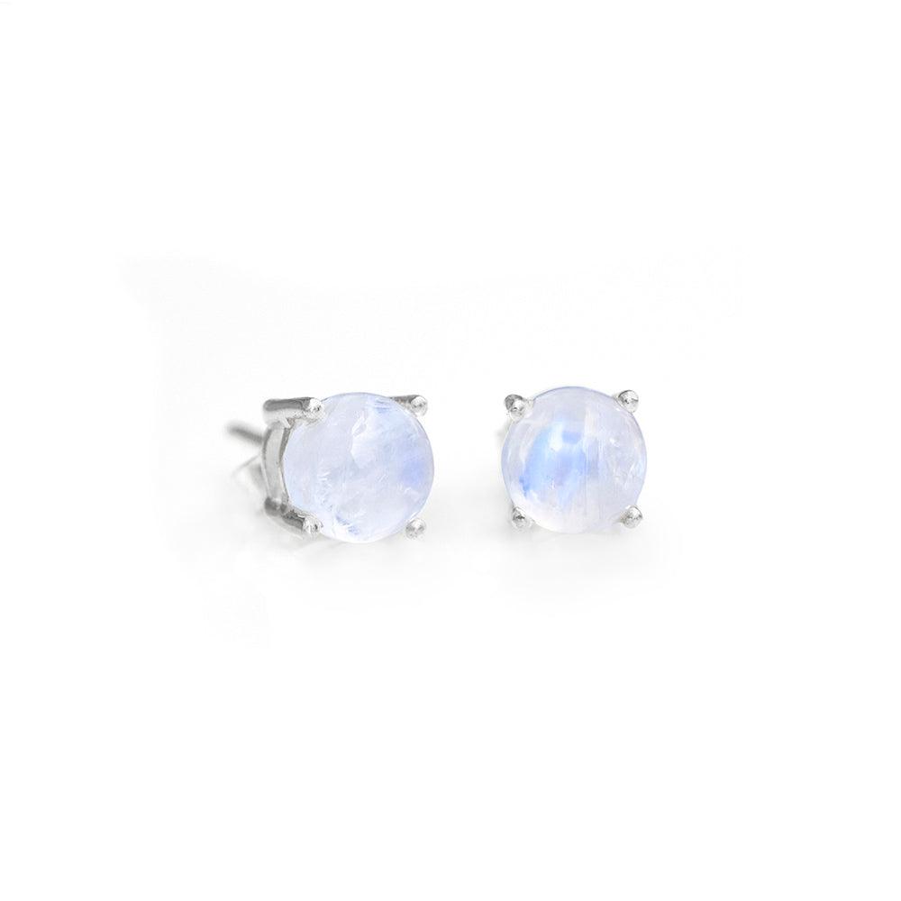 Rainbow Moonstone Solid 925 Sterling Silver Stud Earrings - YoTreasure