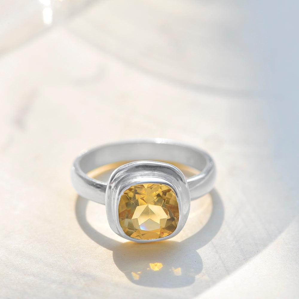 Citrine Solid 925 Sterling Silver Ring Jewelry - YoTreasure