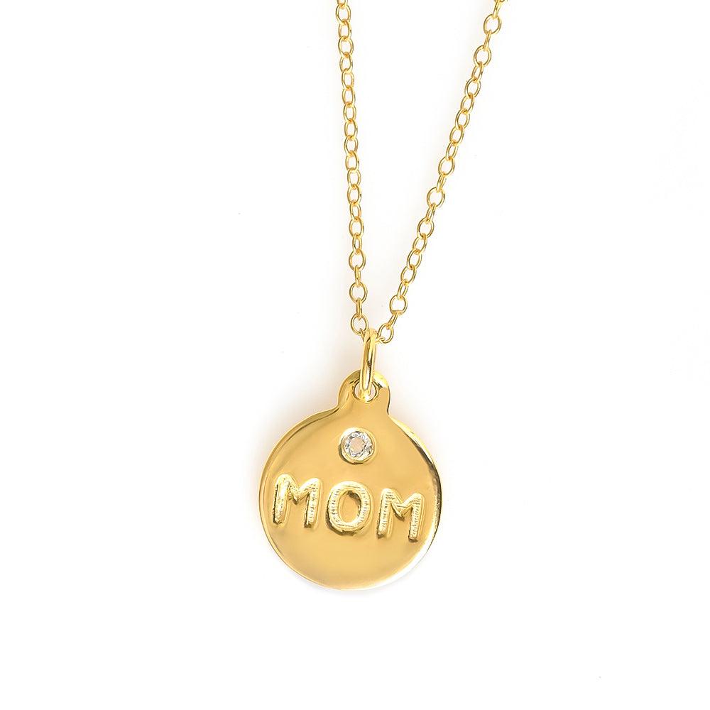 White Topaz 925 Sterling Silver Gold Plated Chain MOM Pendant Jewelry - YoTreasure