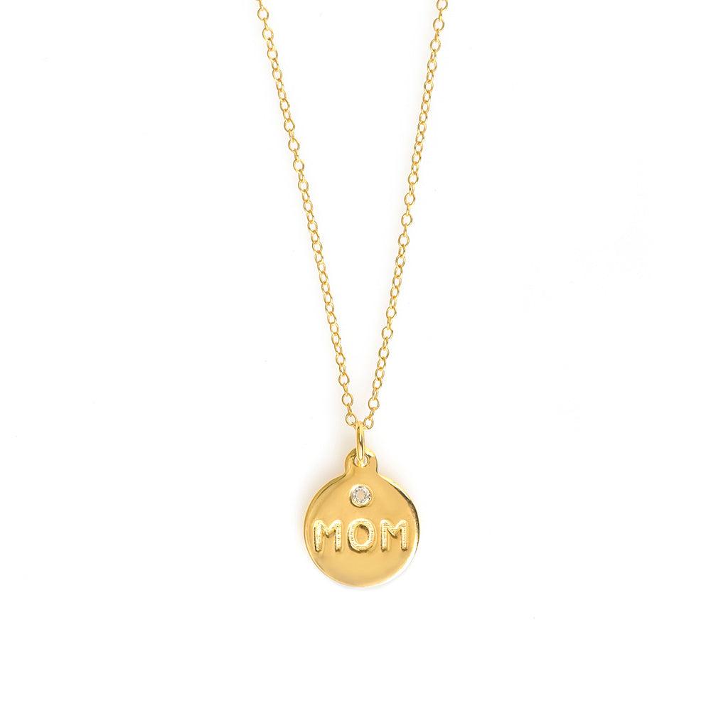 White Topaz 925 Sterling Silver Gold Plated Chain MOM Pendant Jewelry - YoTreasure