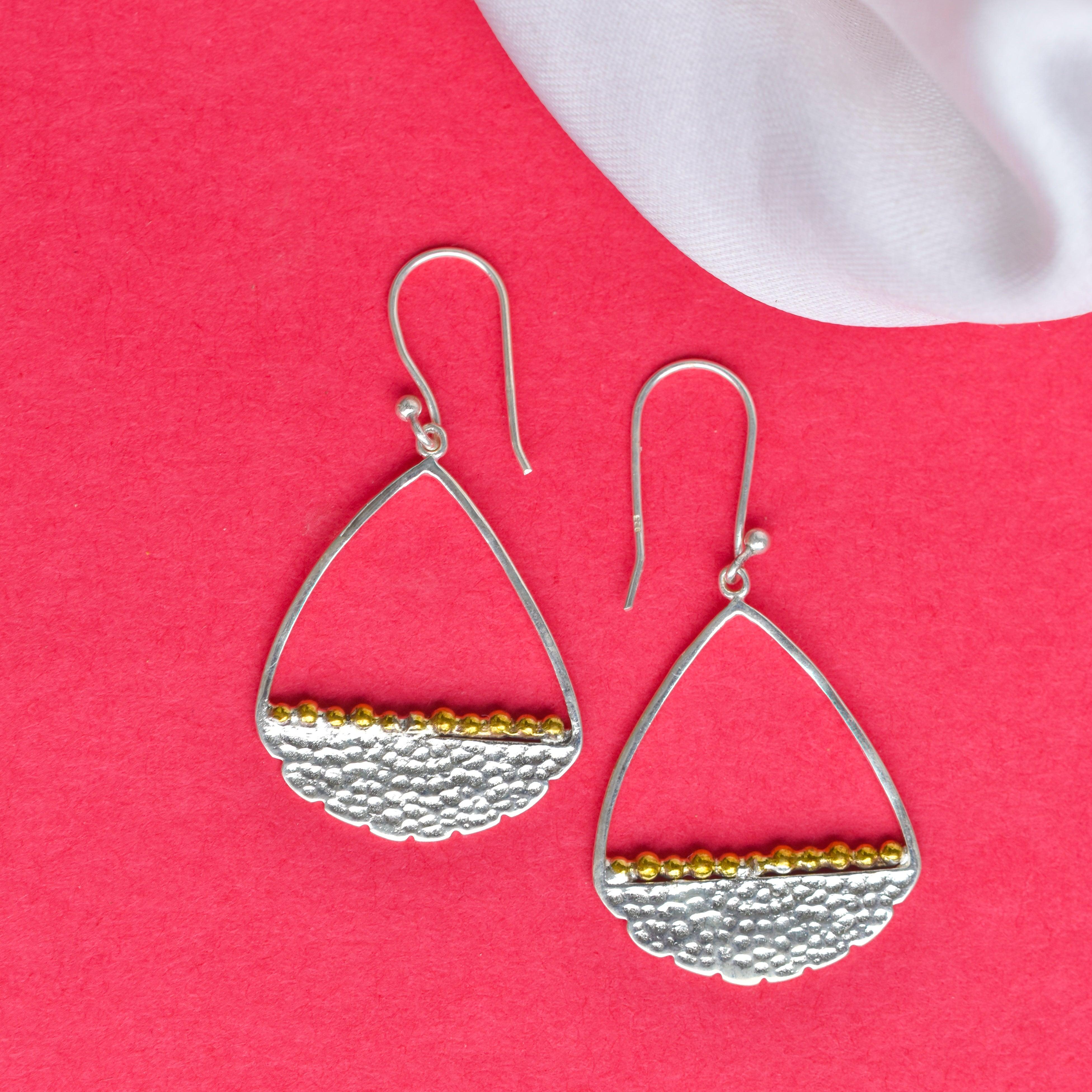 Solid 925 Sterling Silver Brass Dangle Earrings Jewelry - YoTreasure