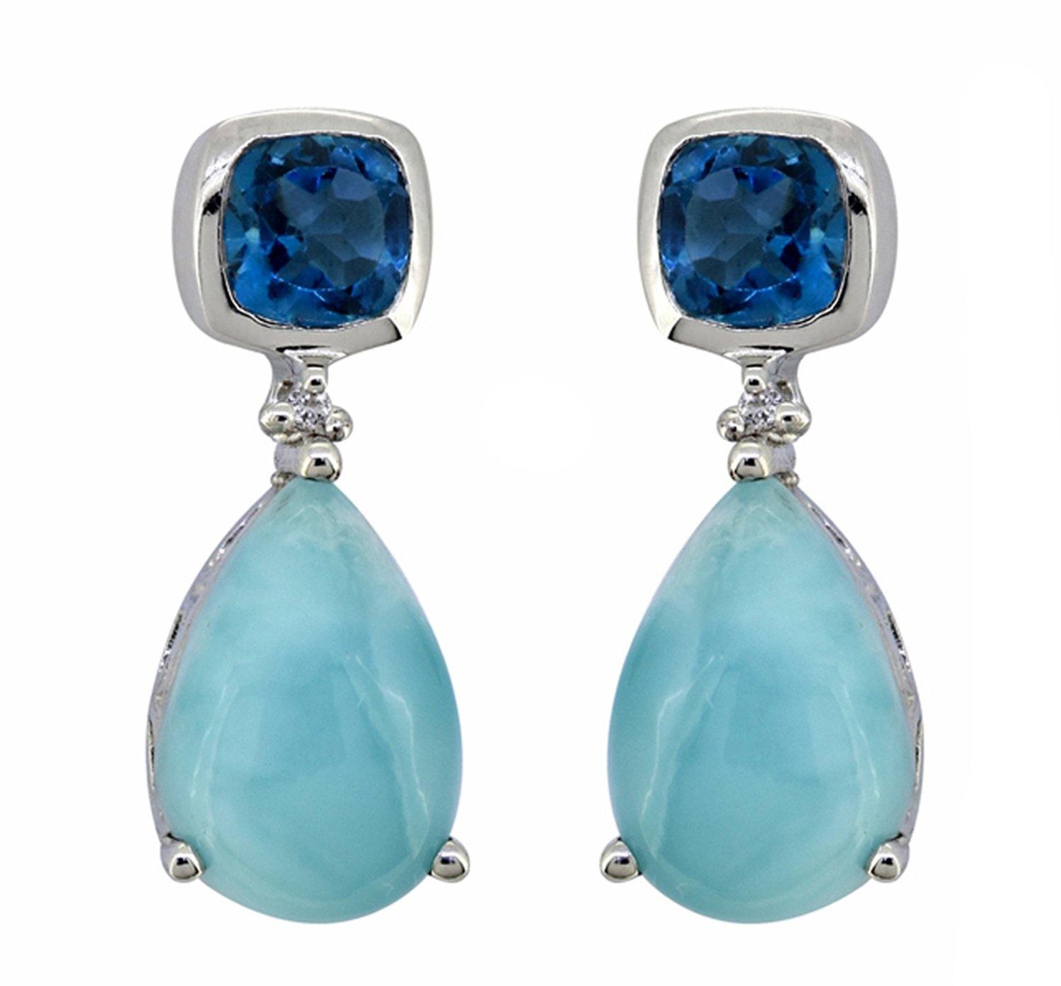 8.24 Ct. Larimar London Blue Topaz Solid 925 Sterling Silver Teardrop Dangle Earrings Jewelry - YoTreasure