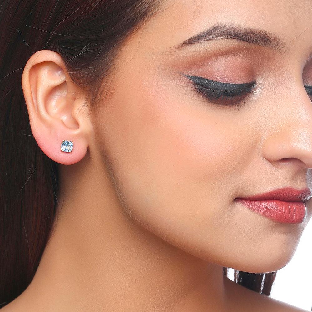 2.20 Ct. Sky Blue Topaz Solid 10K Yellow Gold Stud Earrings Jewelry - YoTreasure