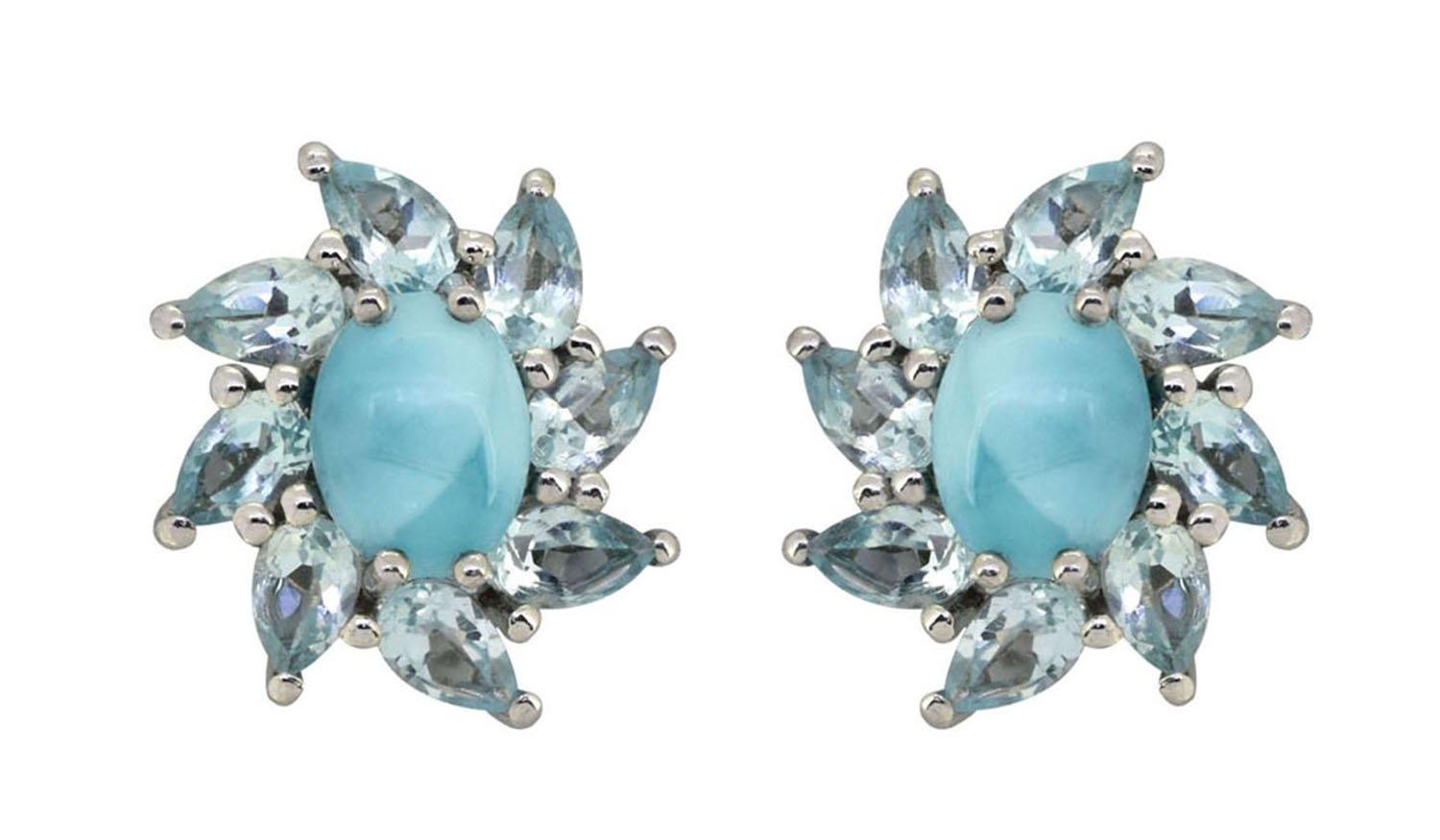 4.65 ct Larimar Solid 925 Sterling Silver Stud Earrings Jewelry - YoTreasure