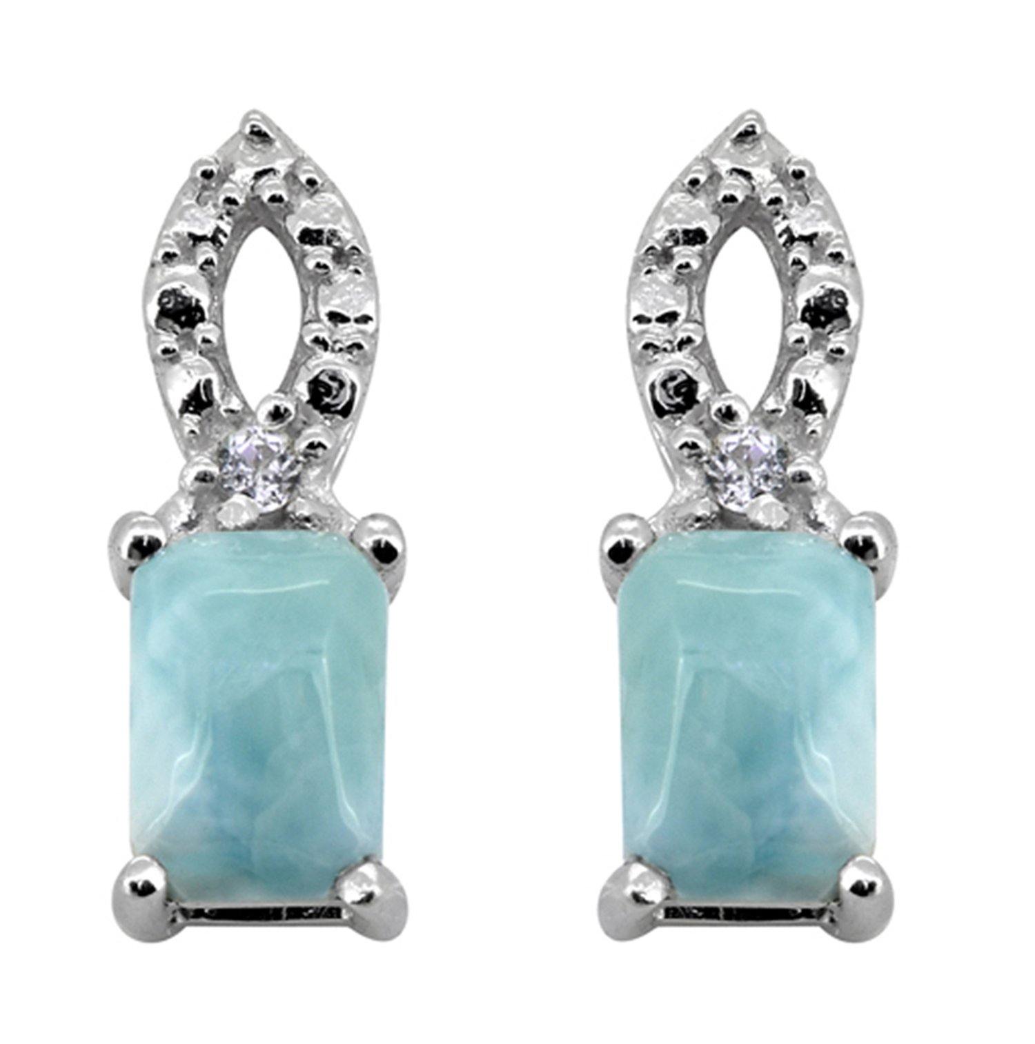 1.09 Ct. Larimar White Zircon Solid 925 Sterling Silver Earrings Jewelry - YoTreasure