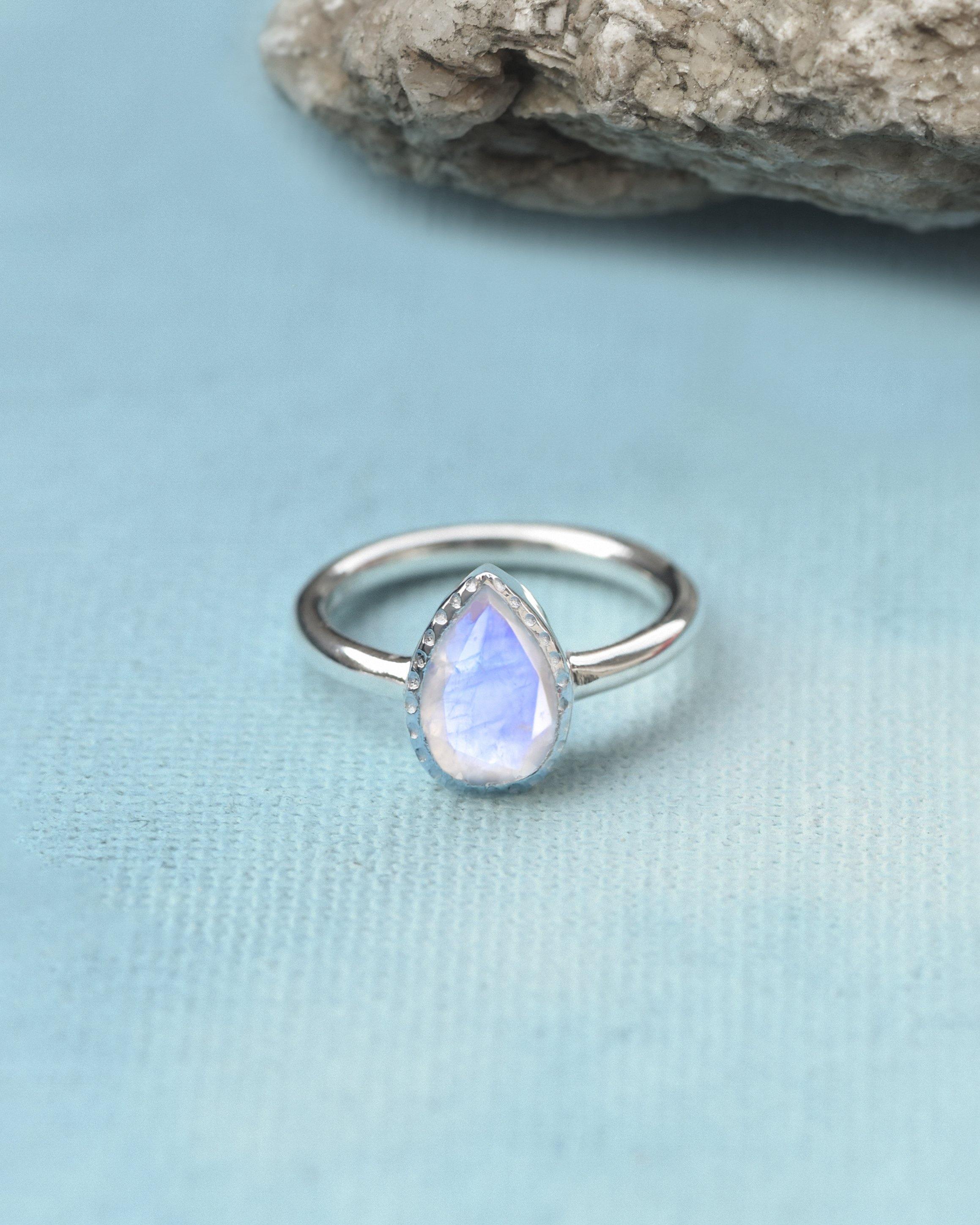 Moonstone Solid 925 Sterling Silver Gemstone Ring Jewelry For Women or Girls - YoTreasure