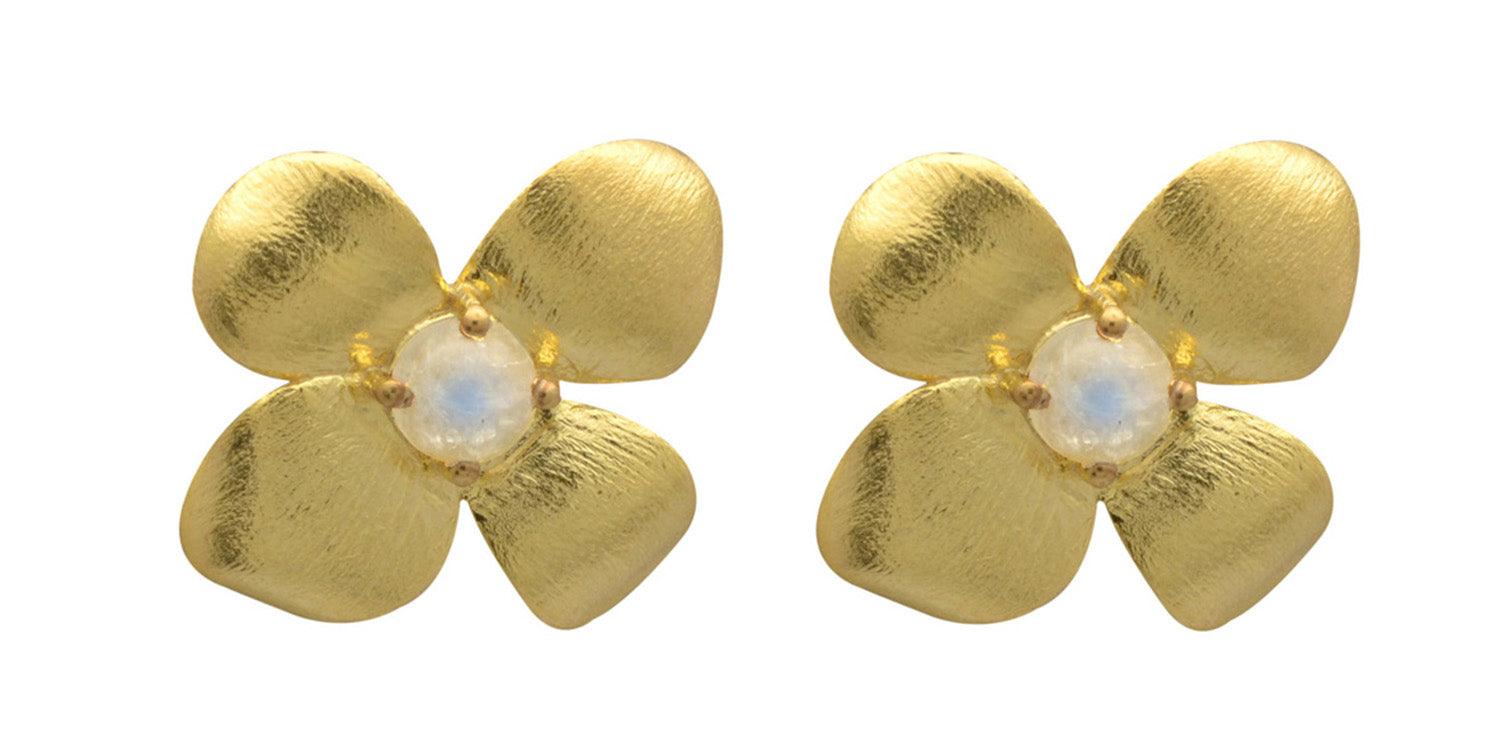 Rainbow Moonstone Gold Plated Over Brass Earrings Jewelry - YoTreasure