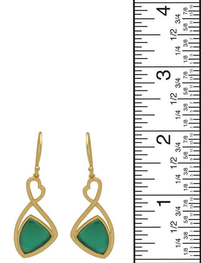 Green Onyx Gold Plated Over Brass Dangle Earrings Jewelry - YoTreasure