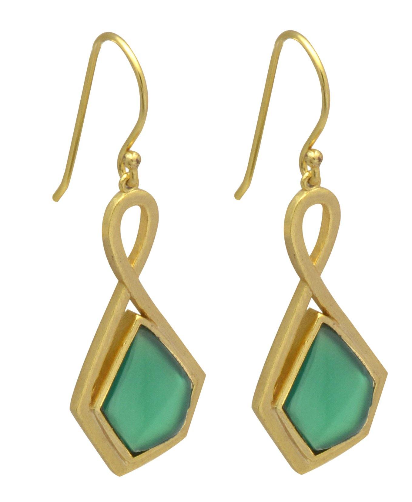 Green Onyx Gold Plated Dangle Drop Earrings Fashion Jewelry Gifts - YoTreasure