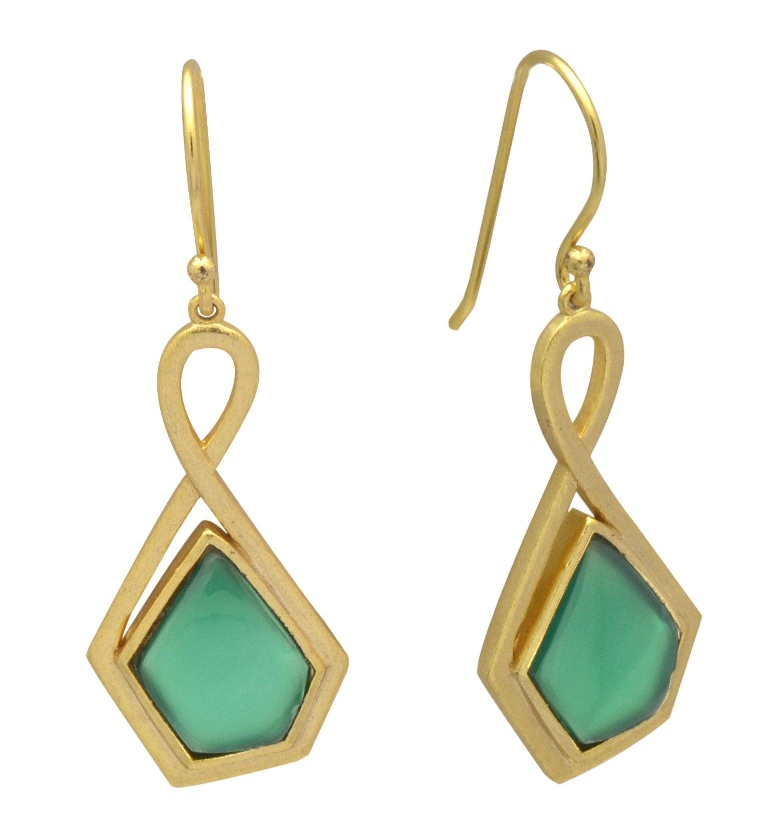 Green Onyx Gold Plated Dangle Drop Earrings Fashion Jewelry Gifts - YoTreasure