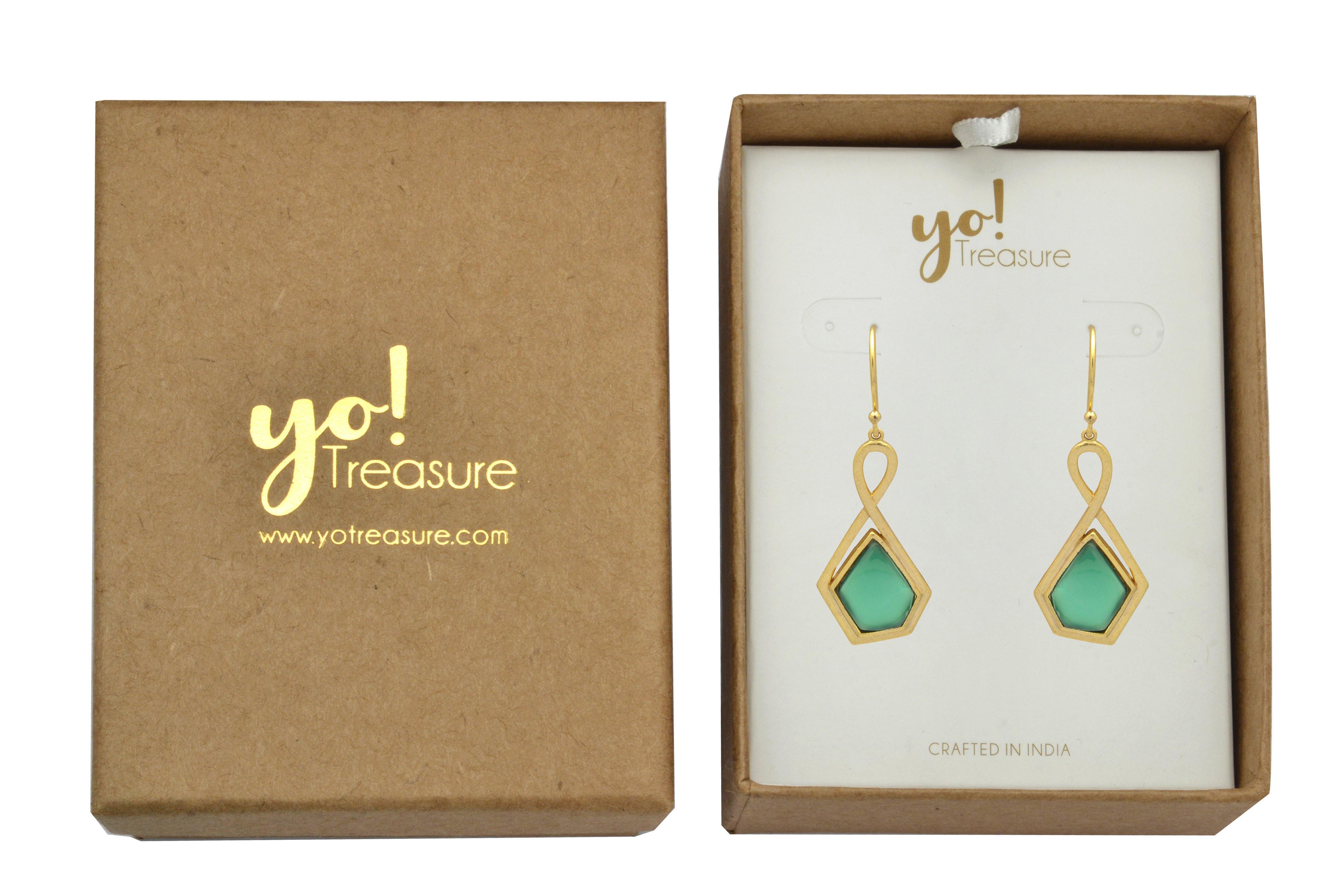 Green Onyx Gold Plated Dangle Drop Earrings Fashion Jewelry Gifts - YoTreasure