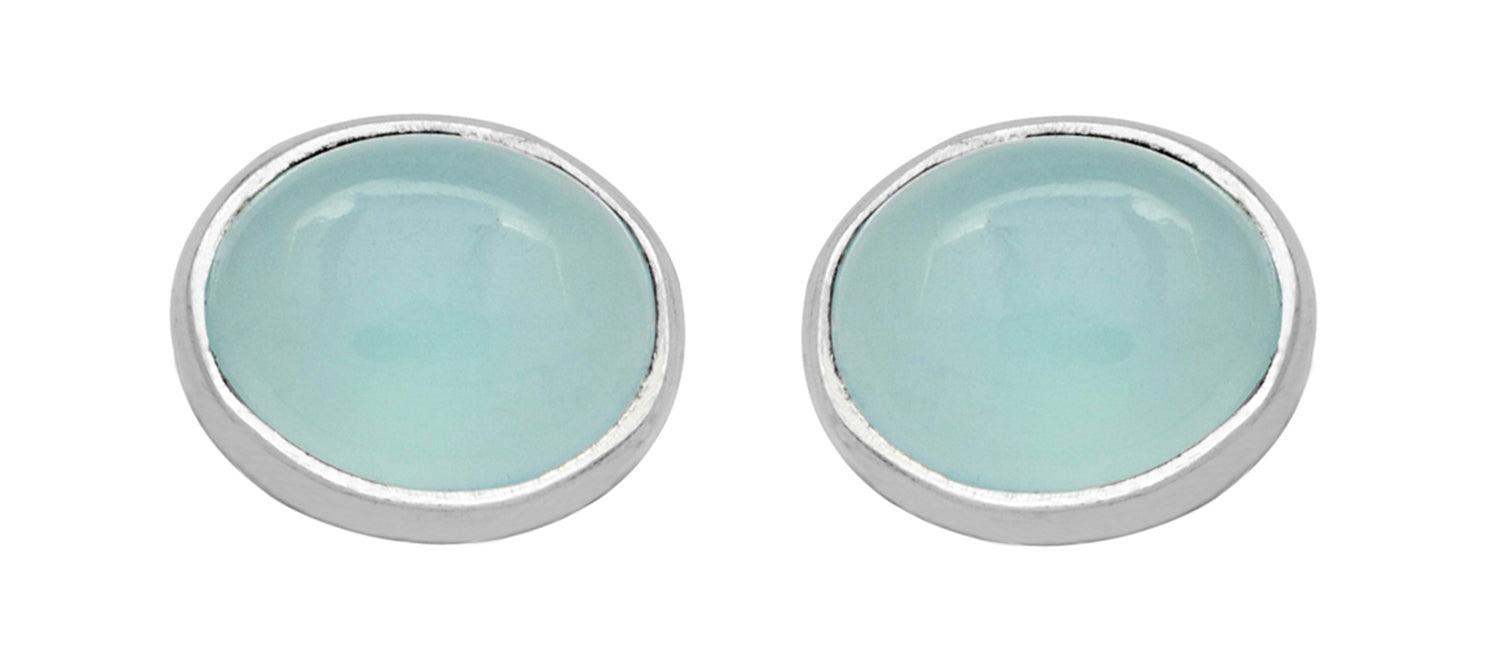 Aqua Chalcedony Solid 925 Sterling Silver Stud Earrings Jewelry - YoTreasure