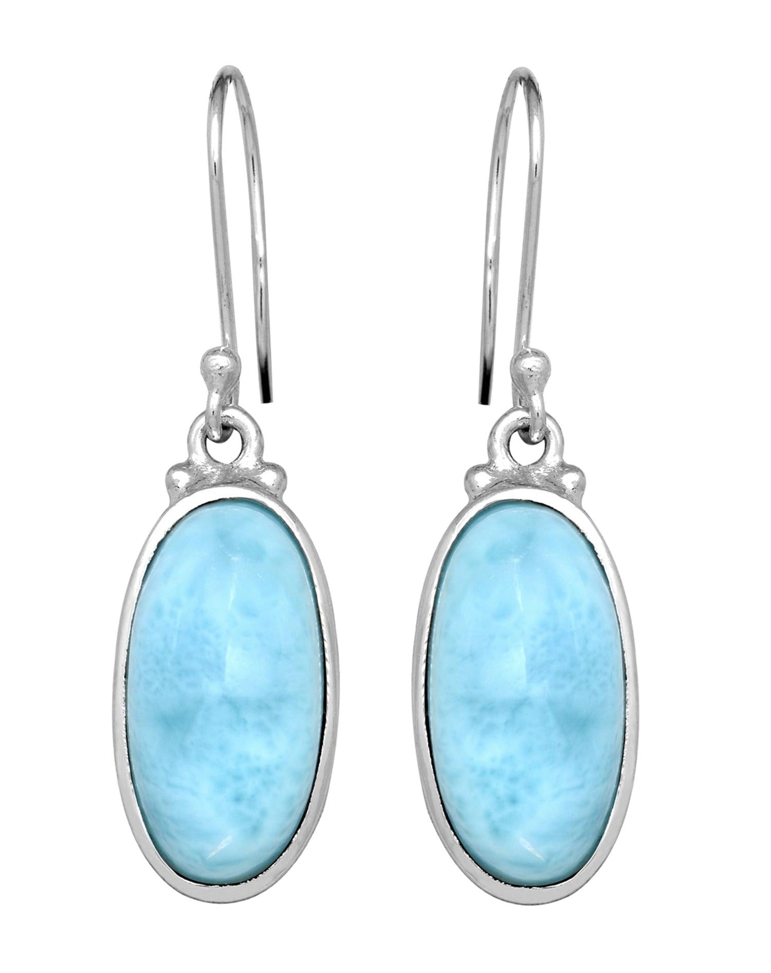 Larimar Solid 925 Sterling Silver Dangle Earrings Jewelry - YoTreasure