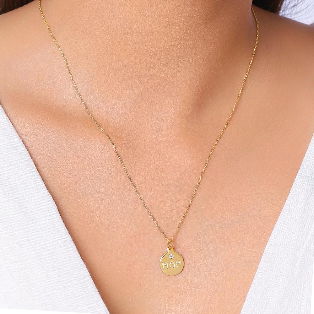 White Topaz 925 Sterling Silver Gold Plated Chain MOM Pendant Jewelry - YoTreasure