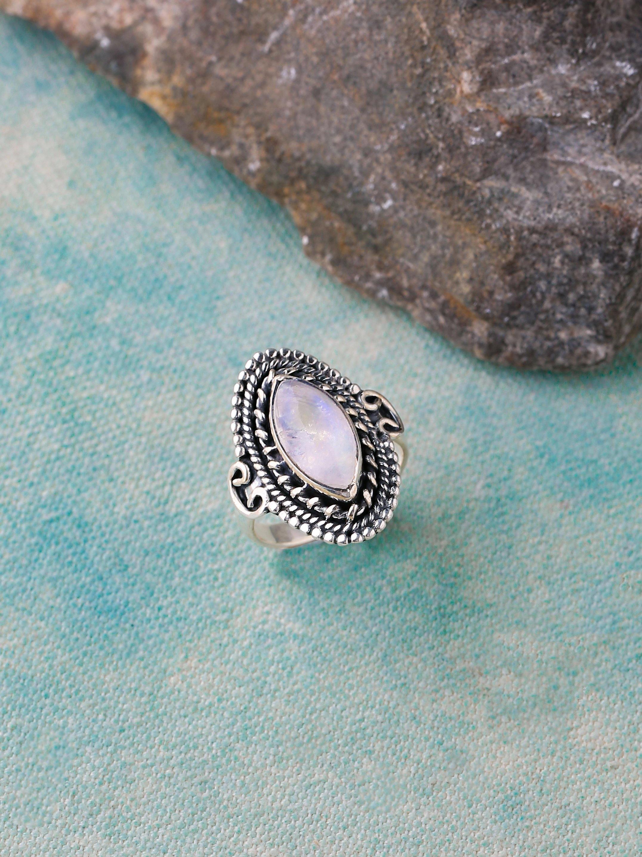 Moonstone Solid 925 Sterling Silver Gemstone Ring - YoTreasure