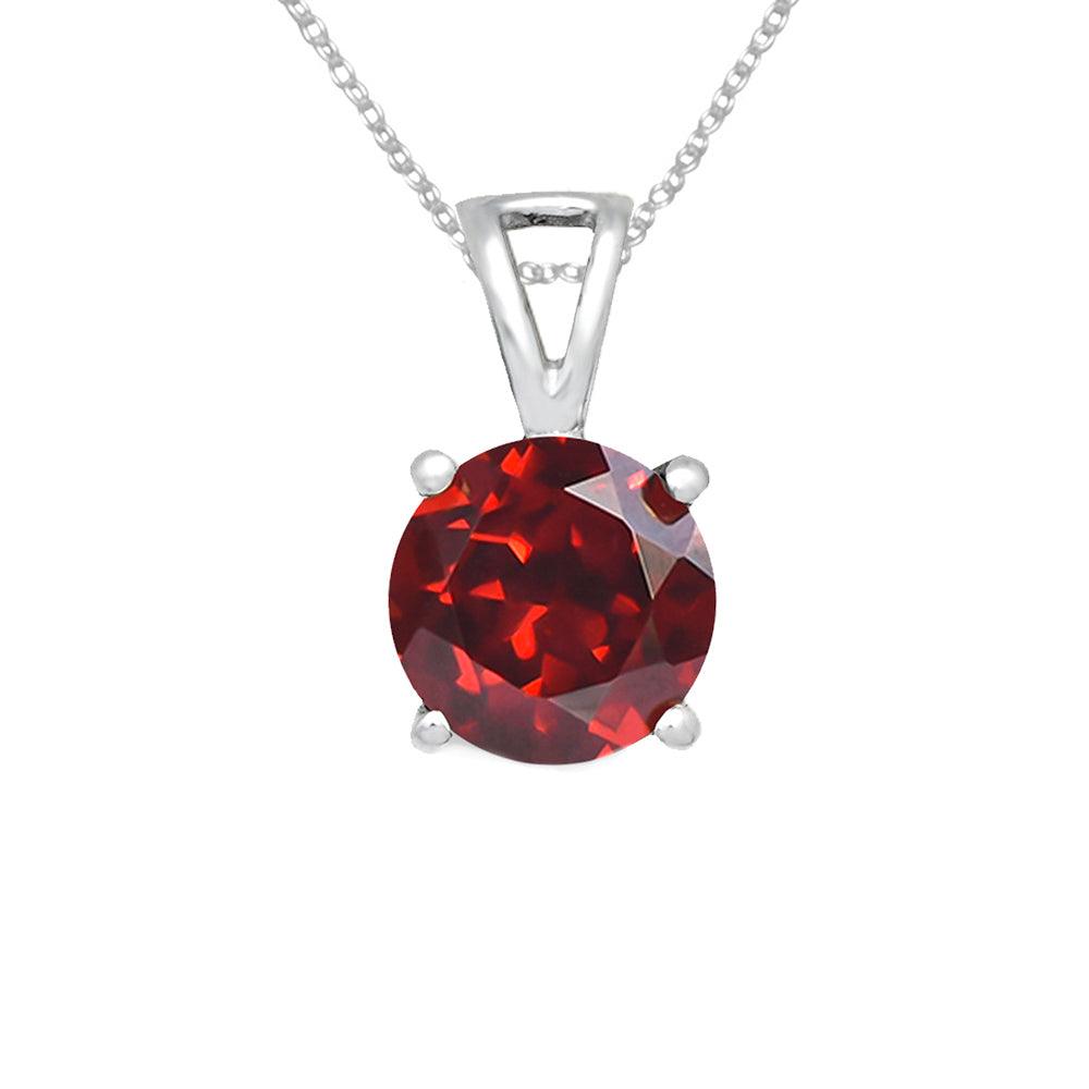 3/4" Natural Garnet 925 Solid Sterling Silver Pendant Necklace With Chain - YoTreasure