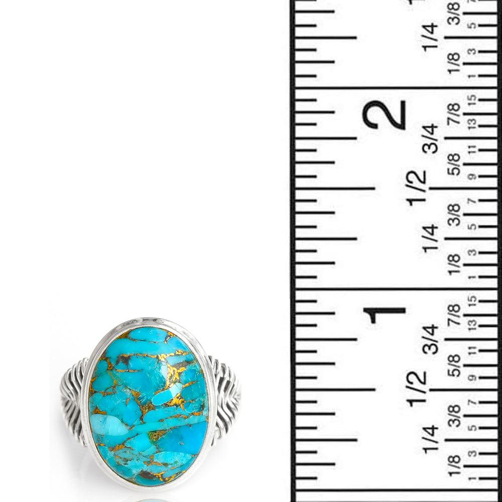 Blue Copper Turquoise Solid 925 Sterling Silver Cocktail Ring Jewelry - YoTreasure