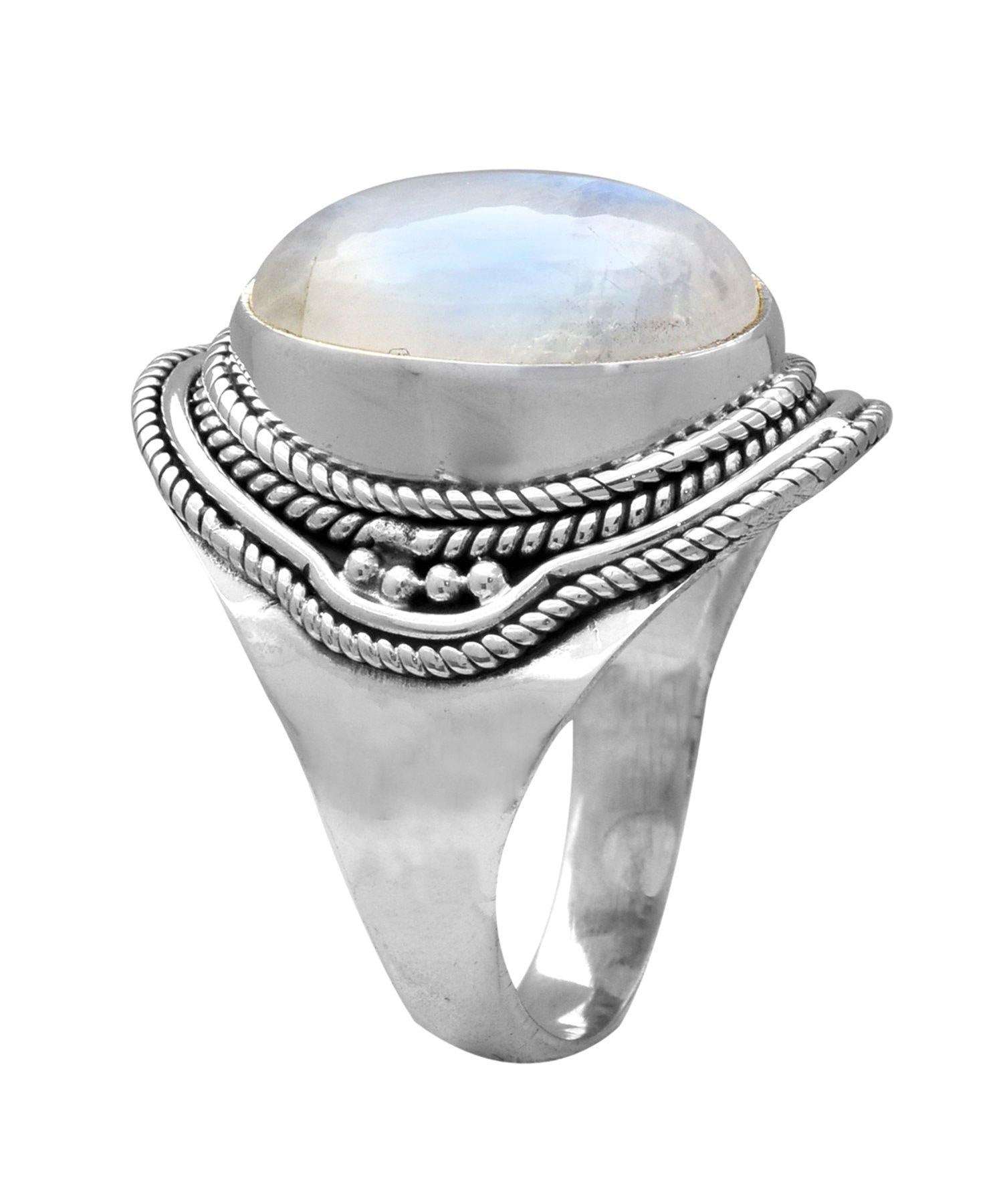 12x16 MM Moonstone Chunky Ring .925 Sterling Silver - YoTreasure