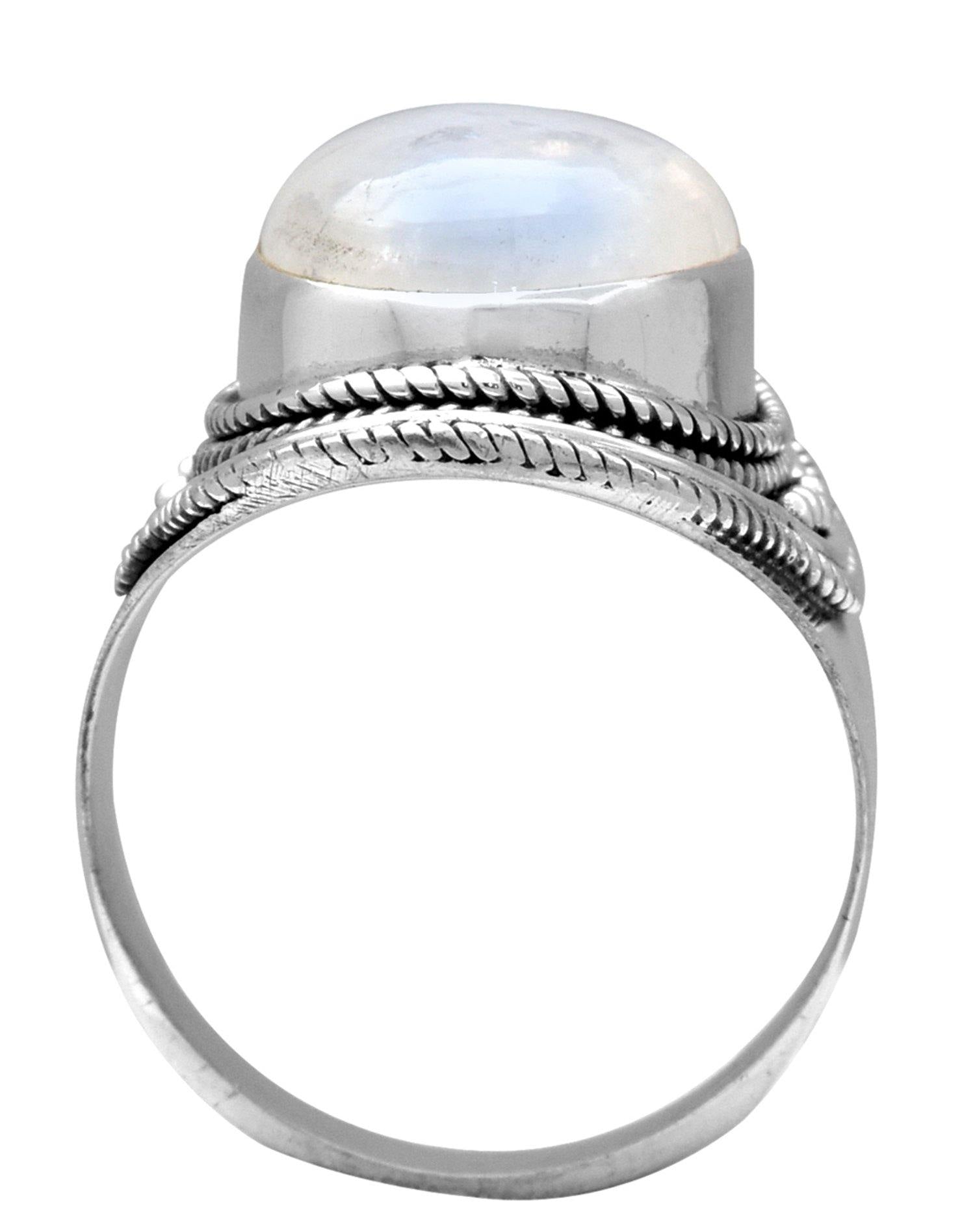 12x16 MM Moonstone Chunky Ring .925 Sterling Silver - YoTreasure