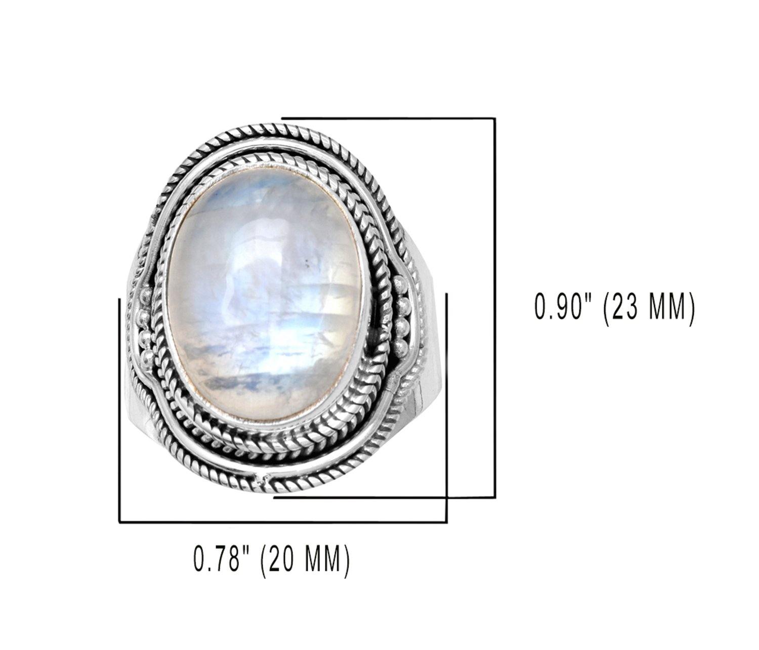 12x16 MM Moonstone Chunky Ring .925 Sterling Silver - YoTreasure