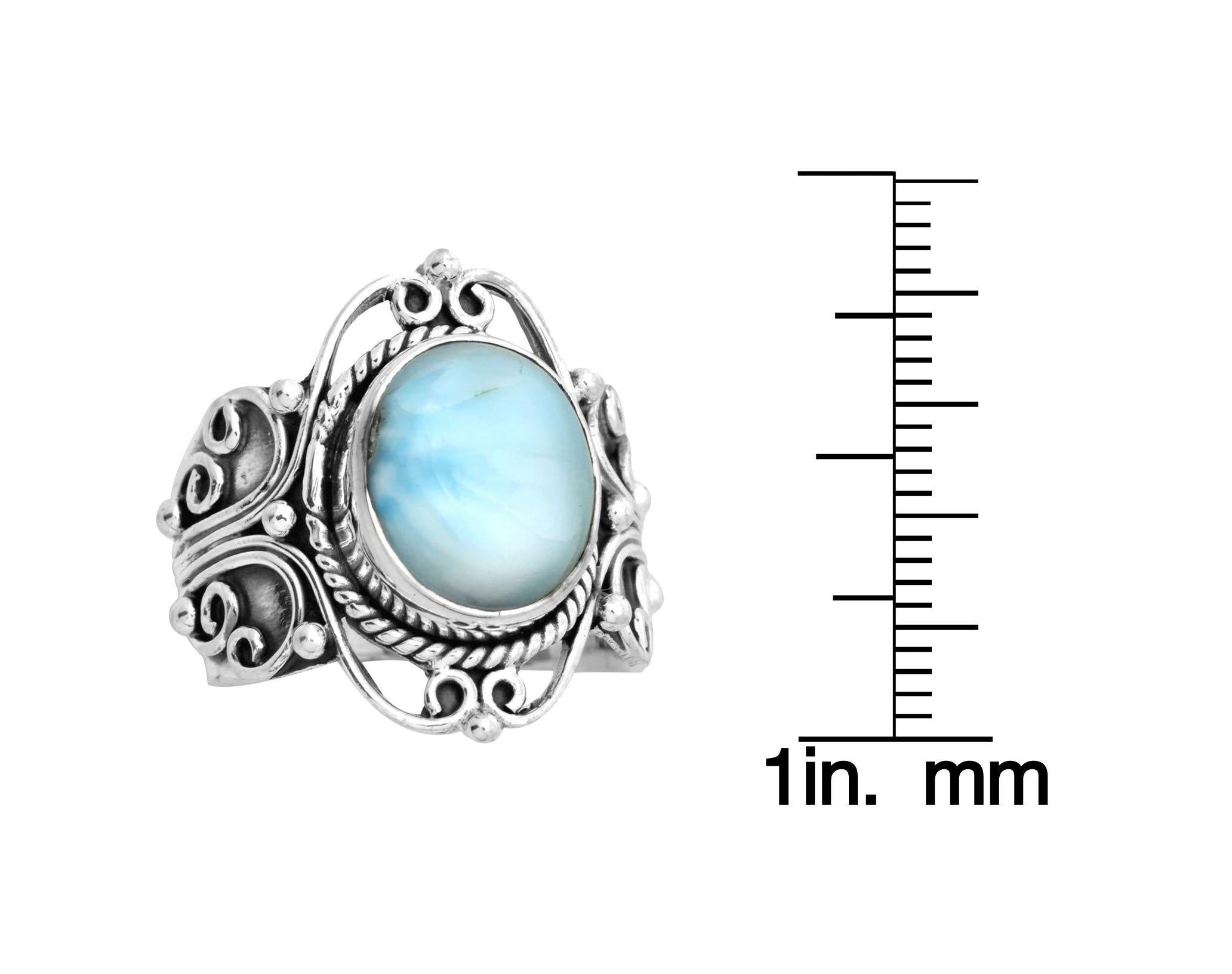 Natural Larimar Solid 925 Sterling Silver Ring Jewelry - YoTreasure