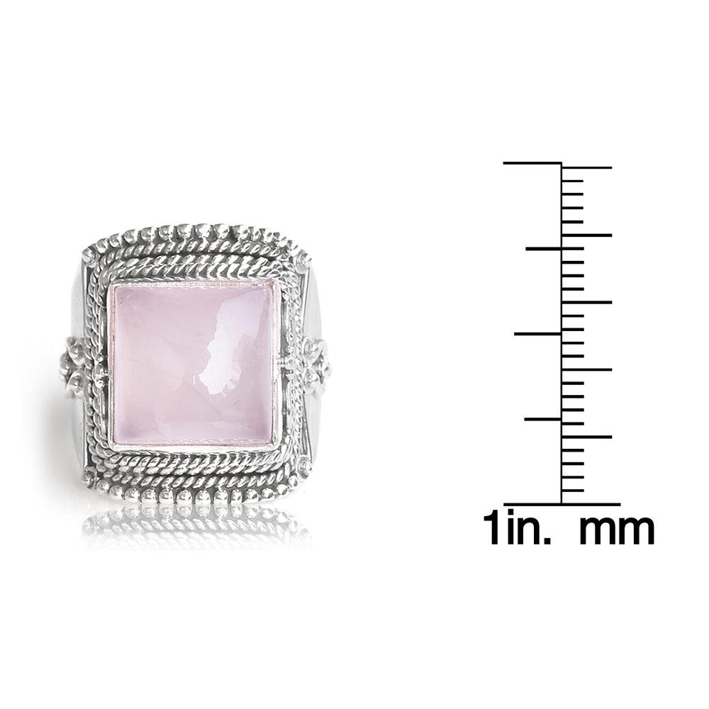 Rose Quartz Solid 925 Sterling Silver Designer Ring Jewelry - YoTreasure