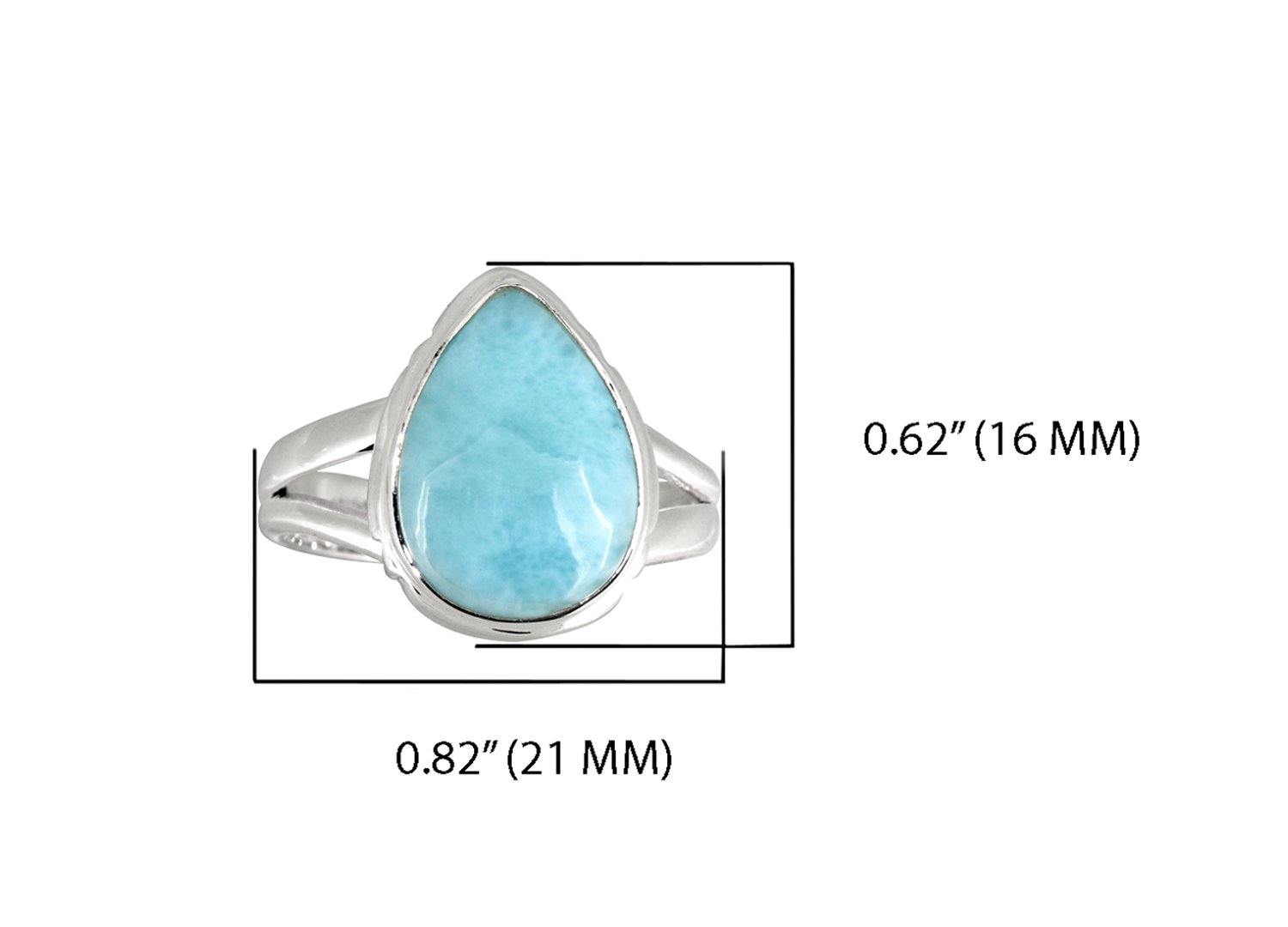 Larimar Solid 925 Sterling Silver Split Shank Ring Jewelry - YoTreasure