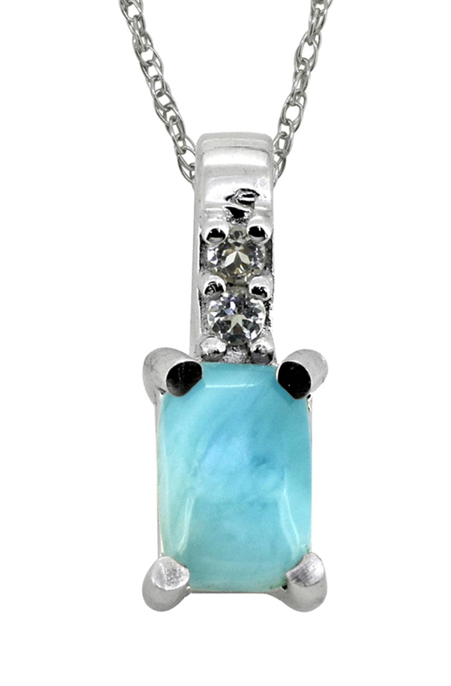 0.58 Ct Larimar White Zircon 925 Sterling Silver Chain Pendant Jewelry - YoTreasure