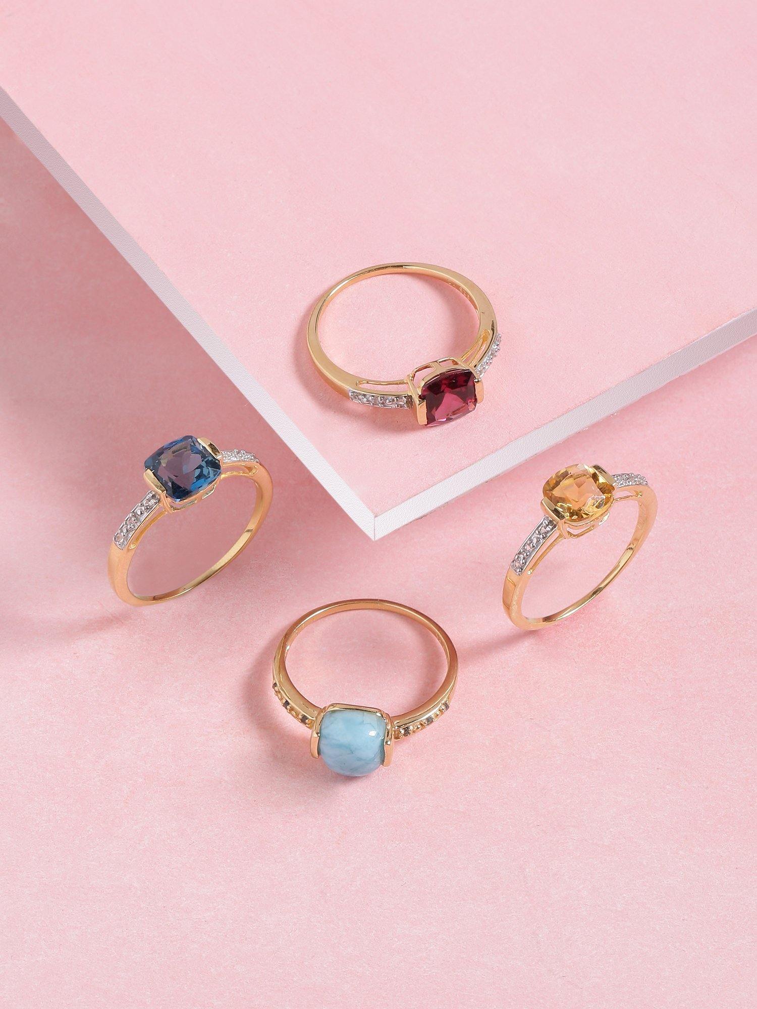 1.85 Ct Larimar Solid 10k Yellow Gold Ring Jewelry - YoTreasure
