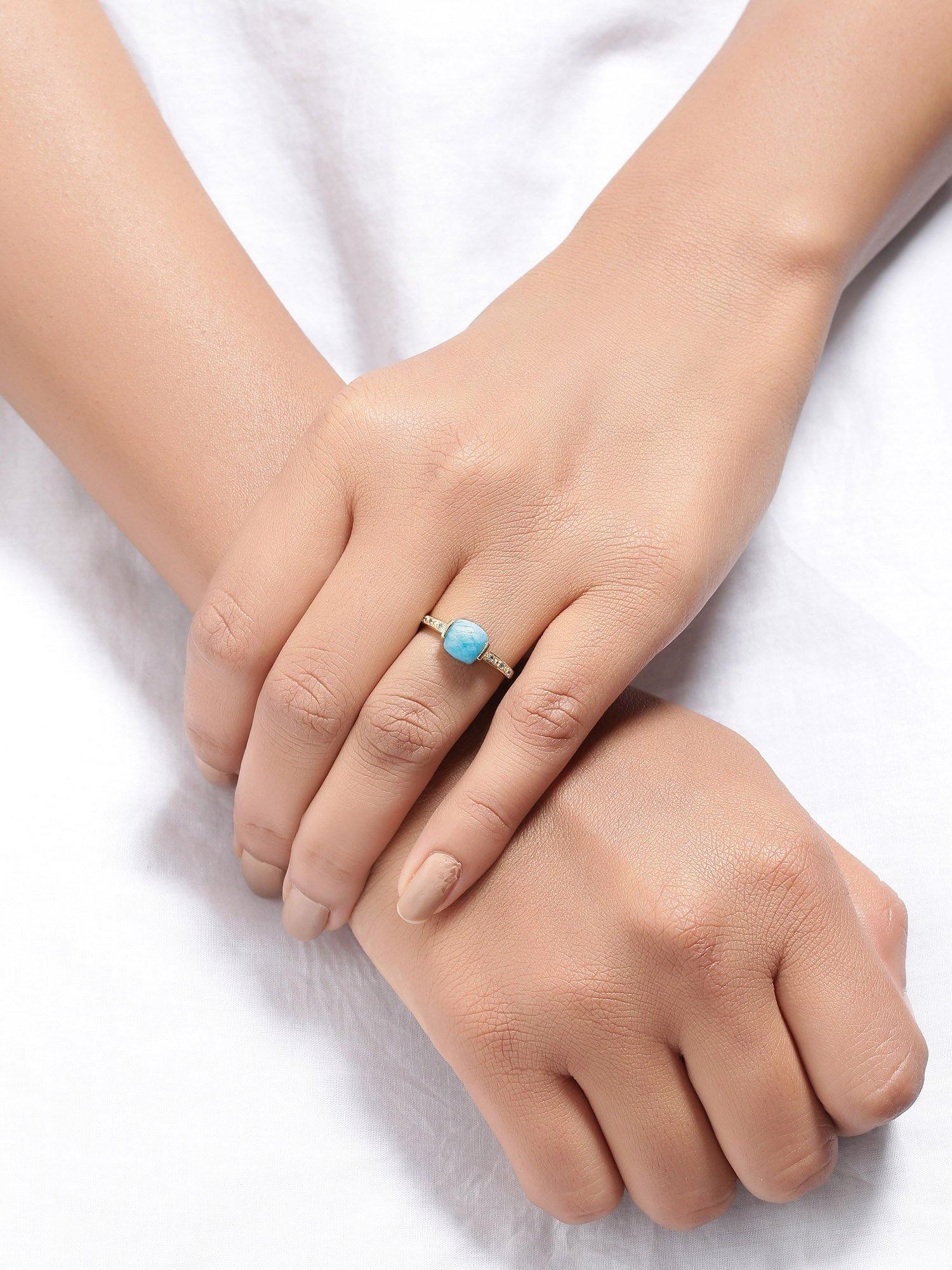 1.85 Ct Larimar Solid 10k Yellow Gold Ring Jewelry - YoTreasure