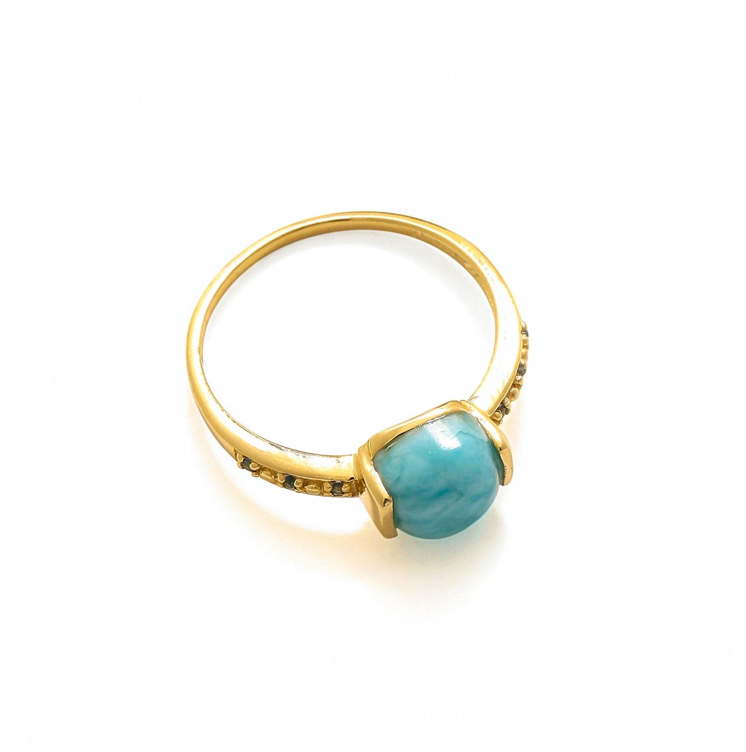1.85 Ct Larimar Solid 10k Yellow Gold Ring Jewelry - YoTreasure
