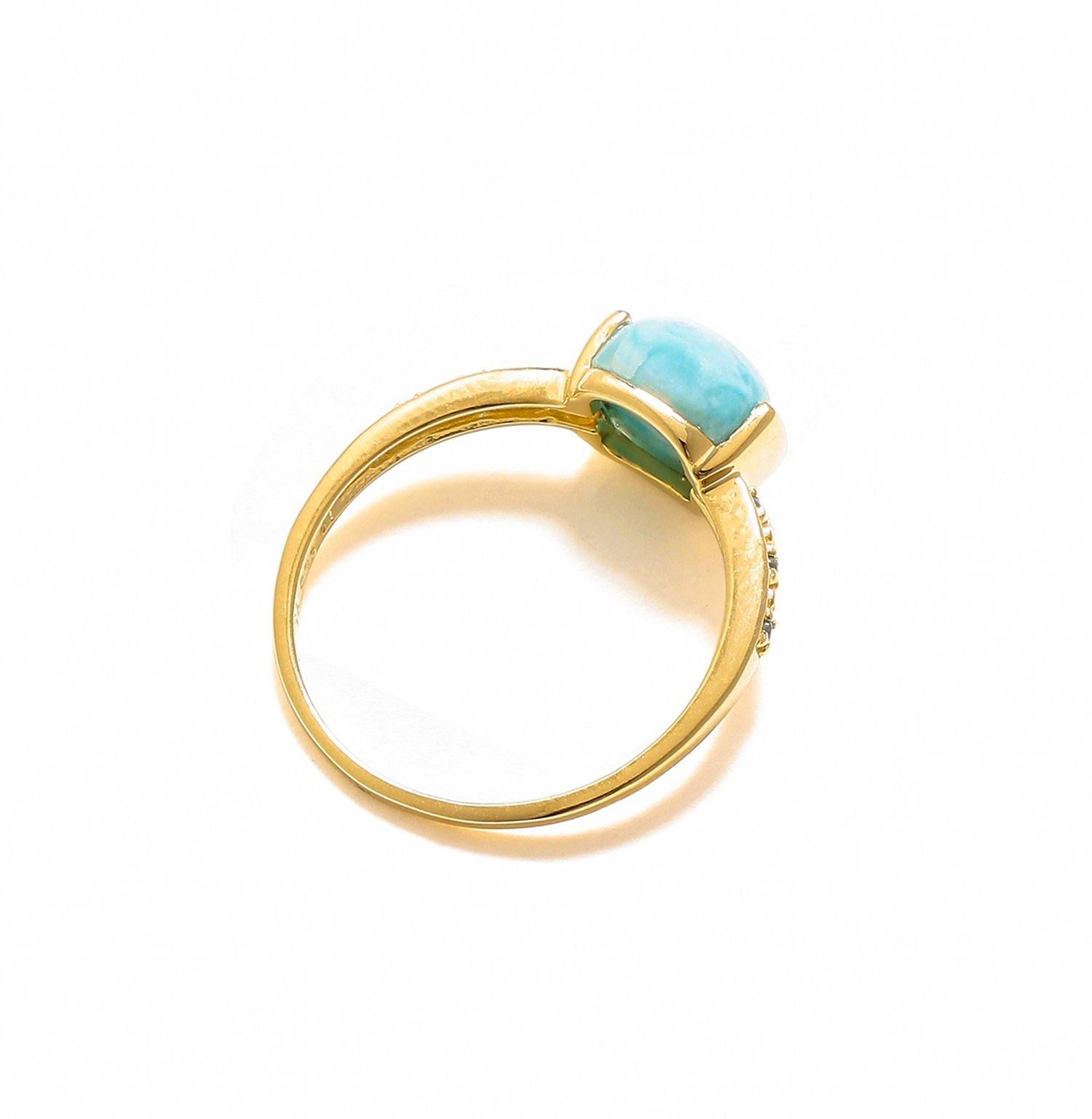 1.85 Ct Larimar Solid 10k Yellow Gold Ring Jewelry - YoTreasure