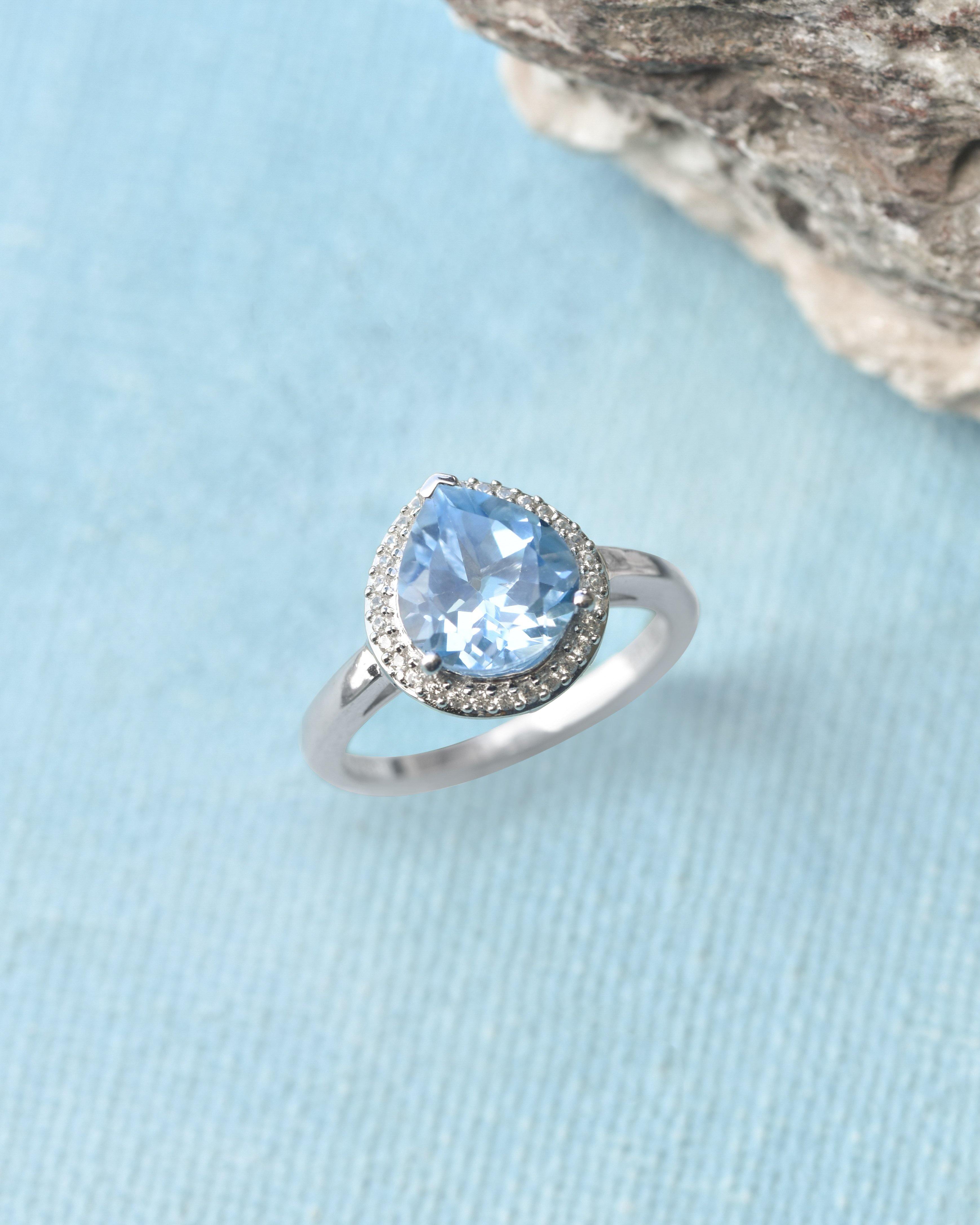 3.61 Ct. Sky Blue Topaz Solid 925 Sterling Silver Ring Jewelry - YoTreasure
