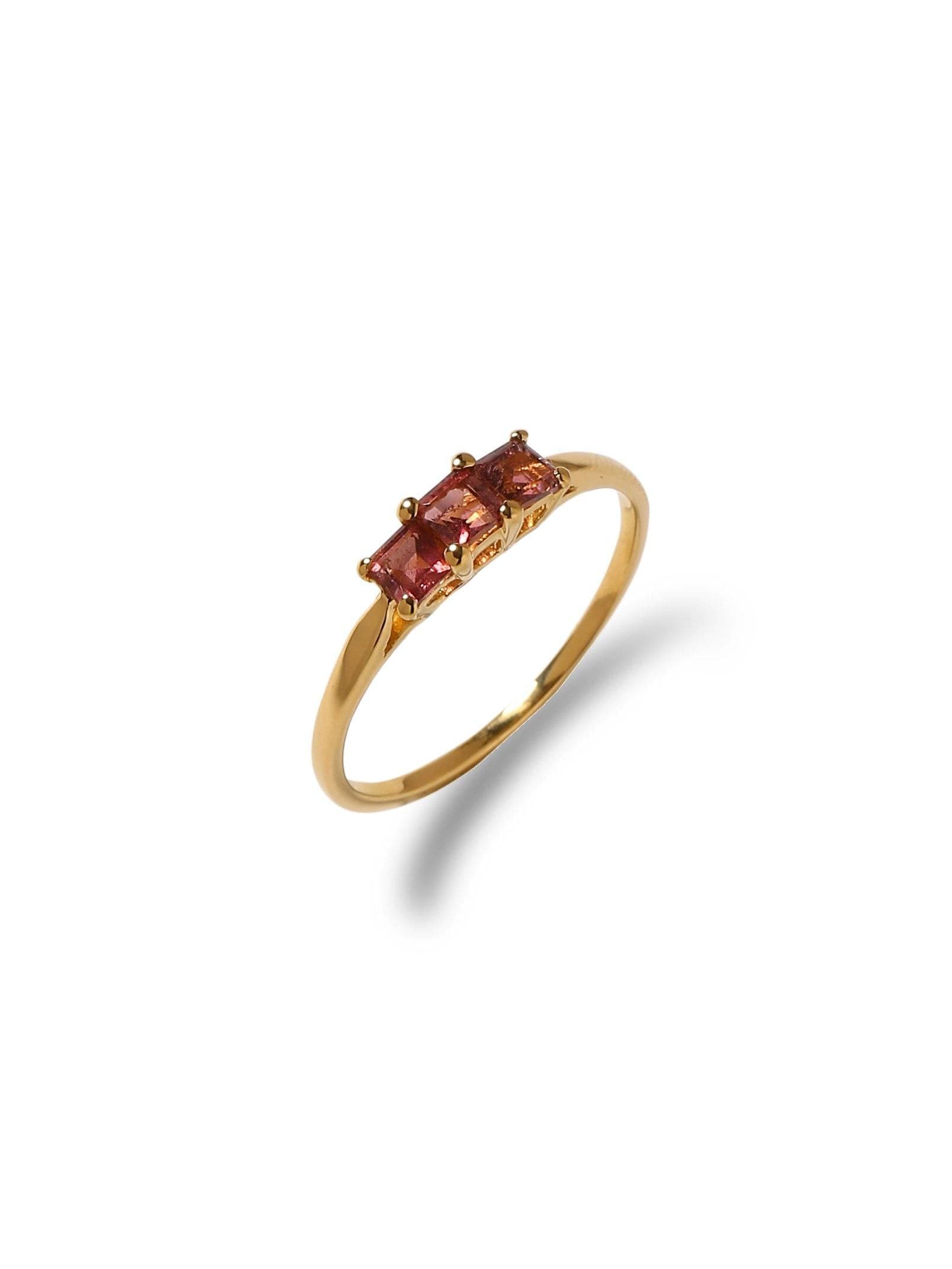 0.45 Ct. Tourmaline Solid 10k Yellow Gold Band Ring Jewelry - YoTreasure