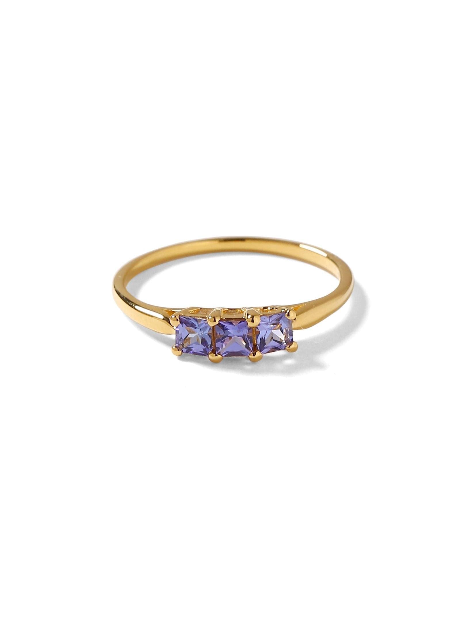 0.48 Ct. Tanzanite Solid 10k Yellow Gold Band Ring Jewelry - YoTreasure