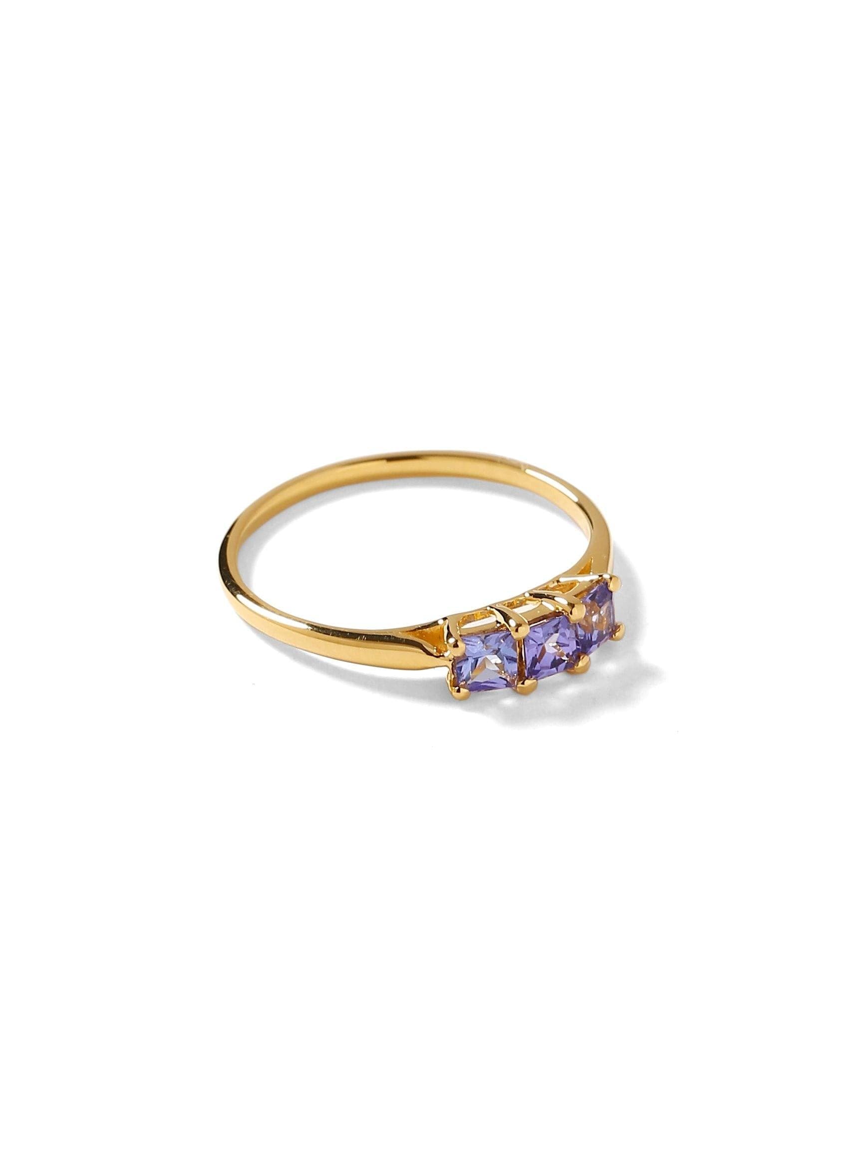0.48 Ct. Tanzanite Solid 10k Yellow Gold Band Ring Jewelry - YoTreasure
