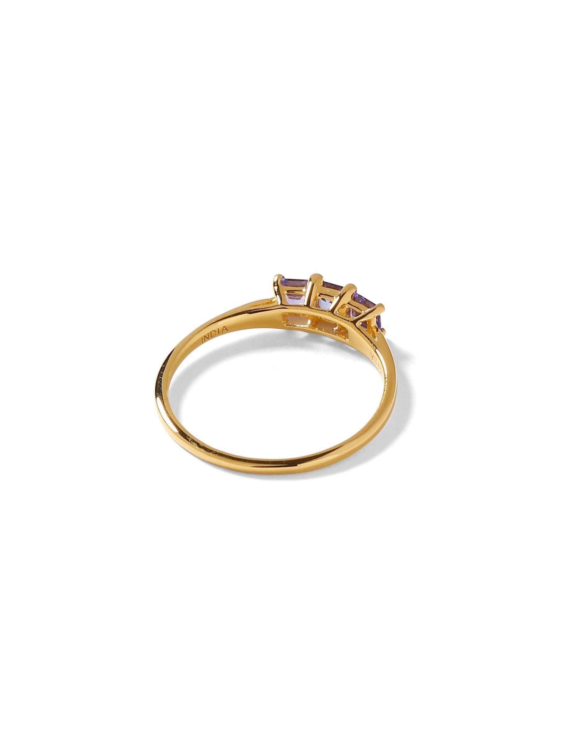 0.48 Ct. Tanzanite Solid 10k Yellow Gold Band Ring Jewelry - YoTreasure