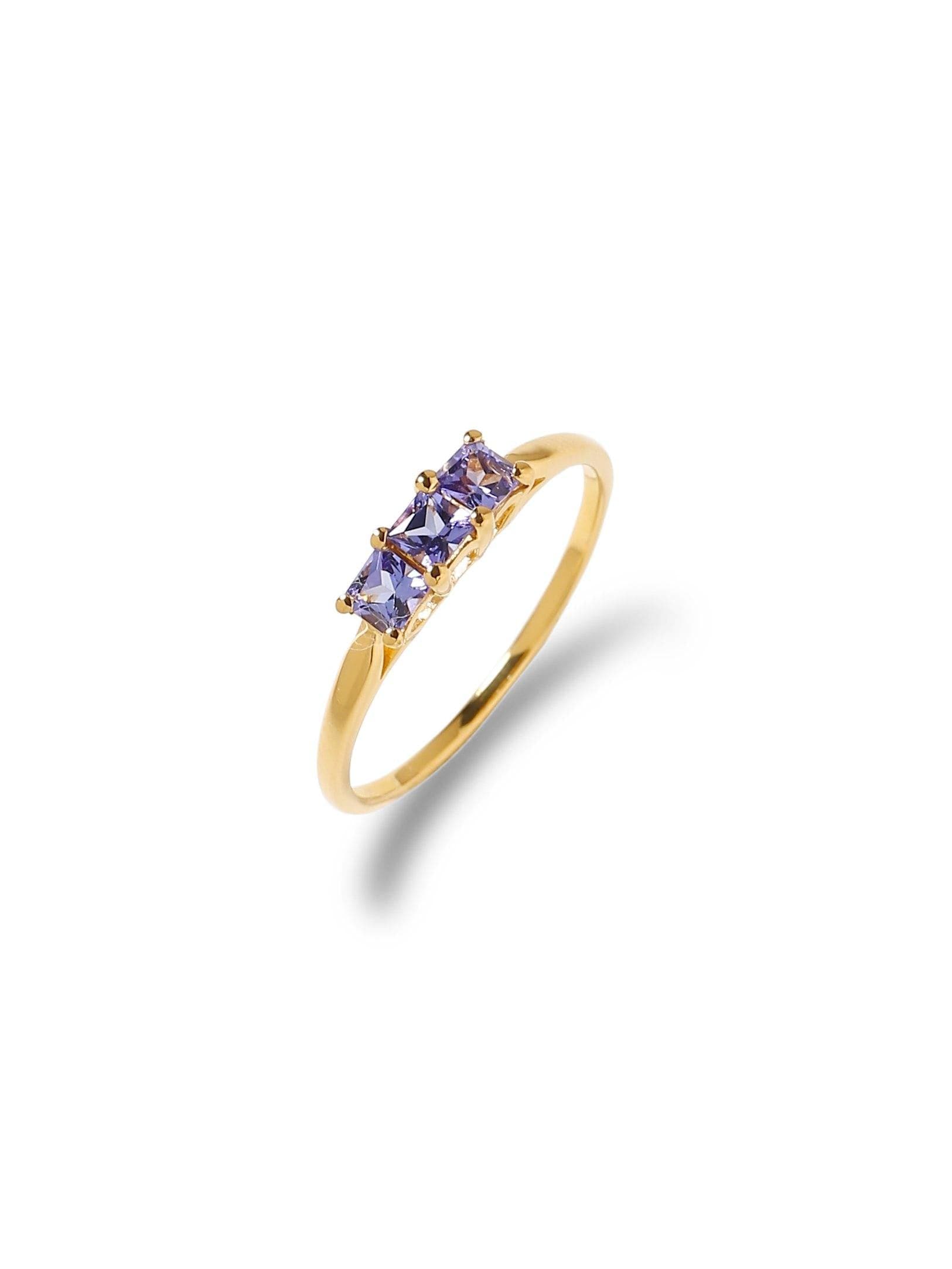 0.48 Ct. Tanzanite Solid 10k Yellow Gold Band Ring Jewelry - YoTreasure